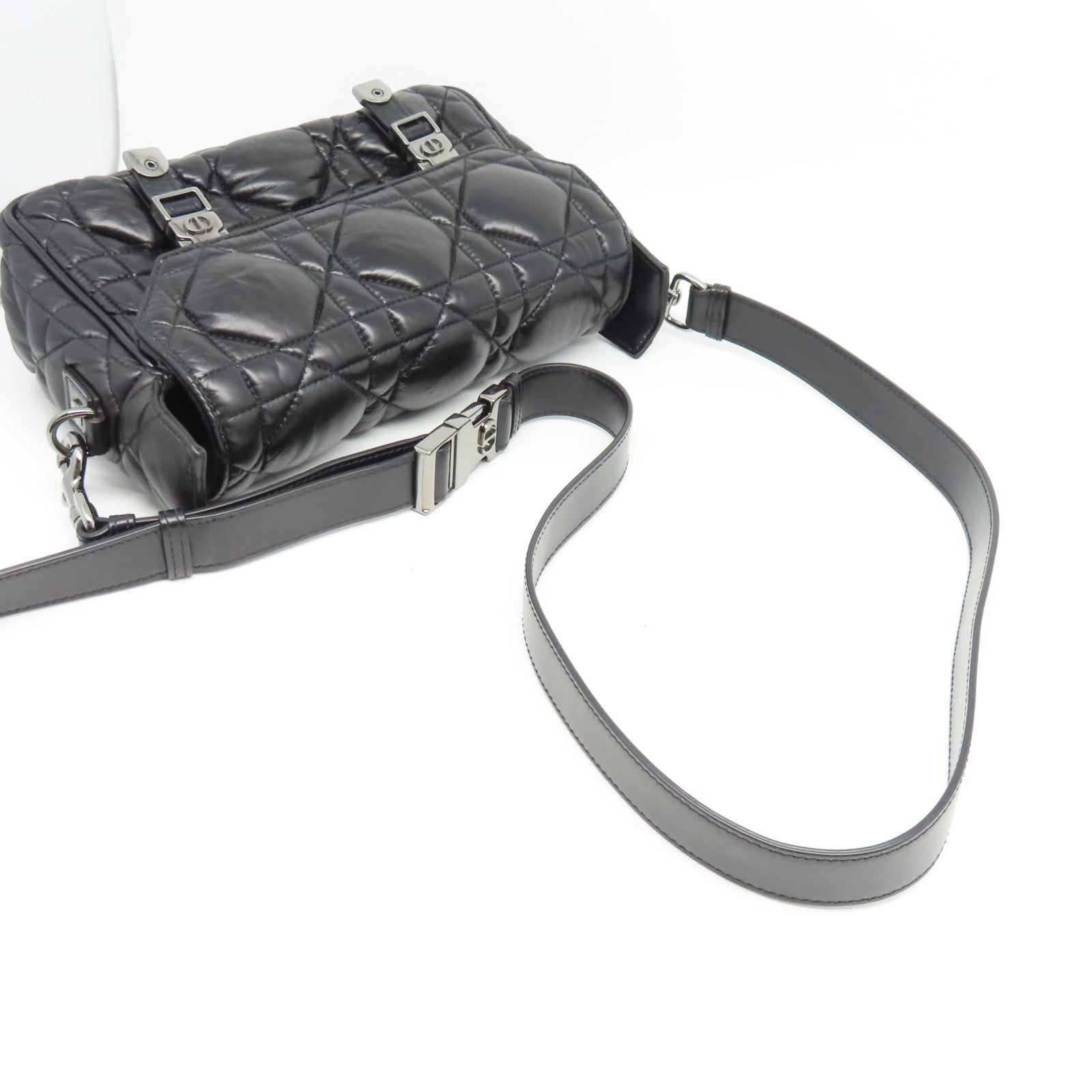 Dior 菱格牛皮皮革Dior Camp銀扣肩背袋