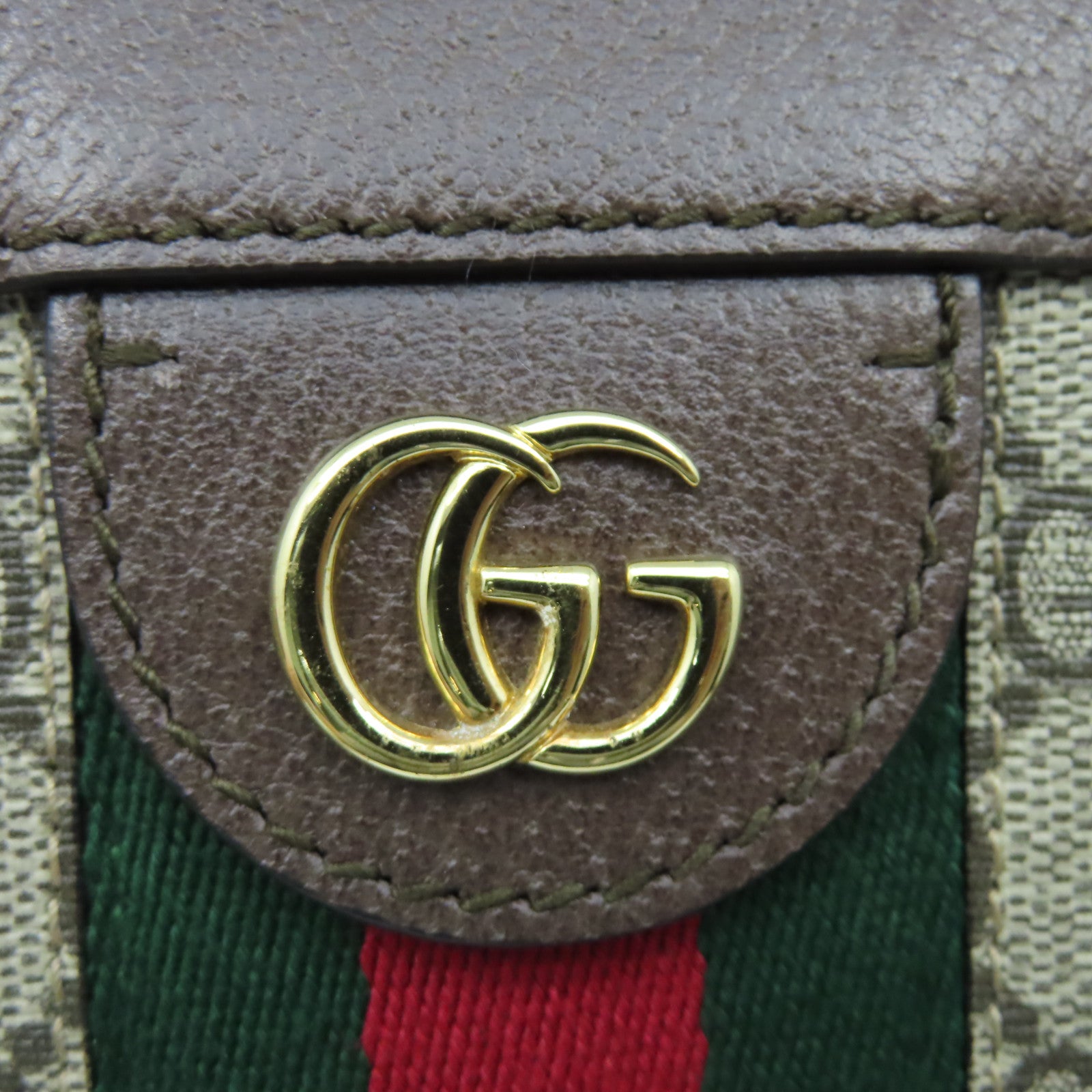 GUCCI 塗層帆布Ophidia GG鏈帶肩背袋啡色