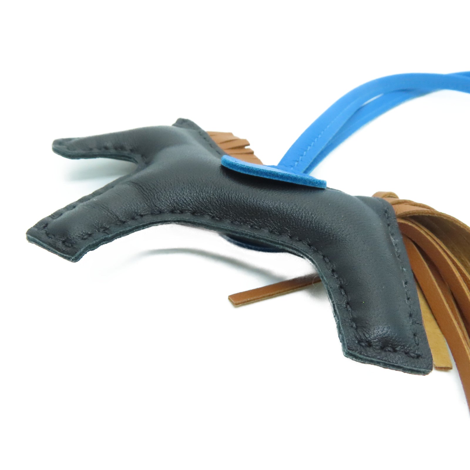 HERMES [Sharp Discount] Swift Leather Rodeo PM Charm Black Blue