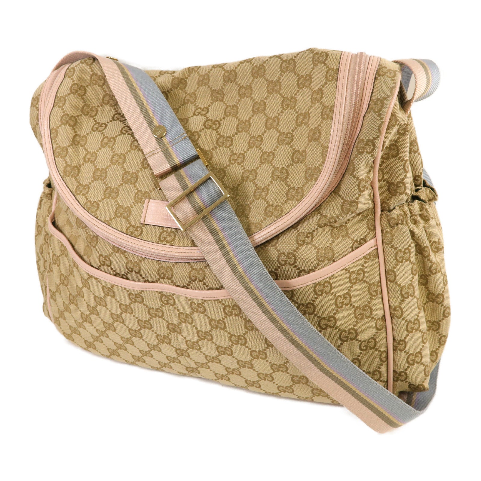 GUCCI 帆布Shoulder Bag金扣肩背袋啡色