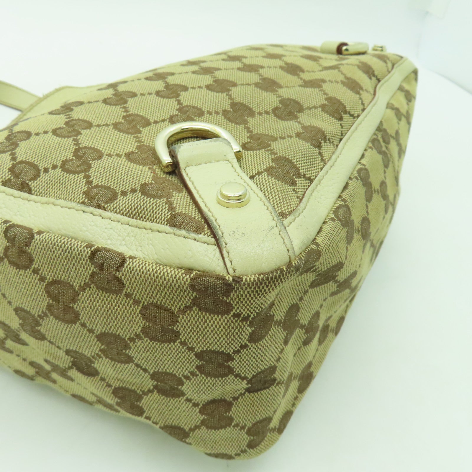 GUCCI 帆布Tote Bag銀扣手挽袋白色