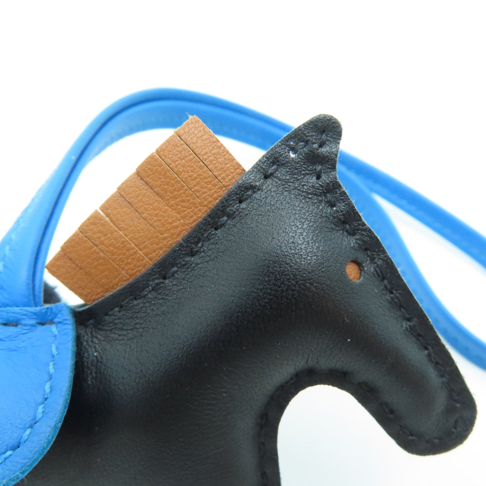 HERMES [Sharp Discount] Swift Leather Rodeo PM Charm Black Blue