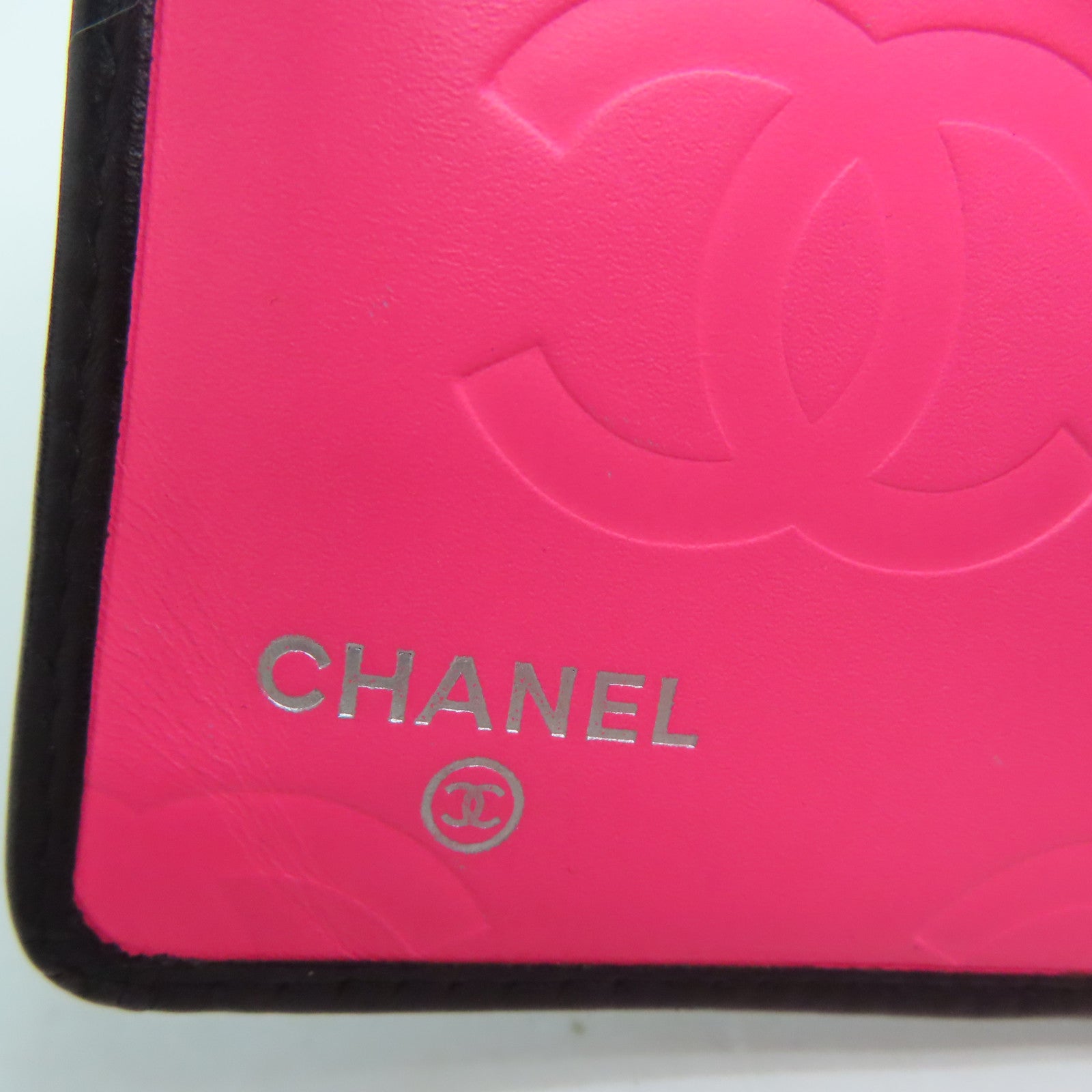 CHANEL 菱格牛皮皮革Long Wallet銀扣長錢包黑色粉紅色