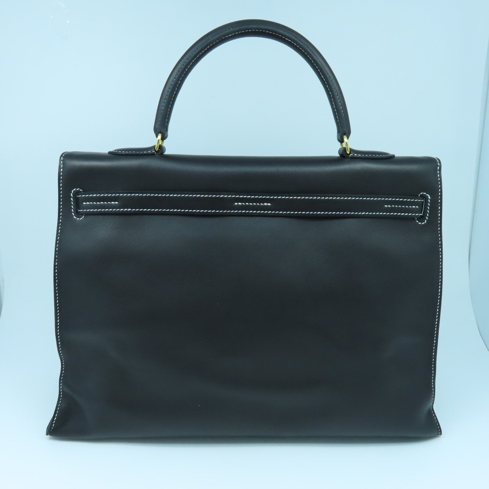 HERMES Swift皮革Kelly Flat 35金扣手挽袋黑色