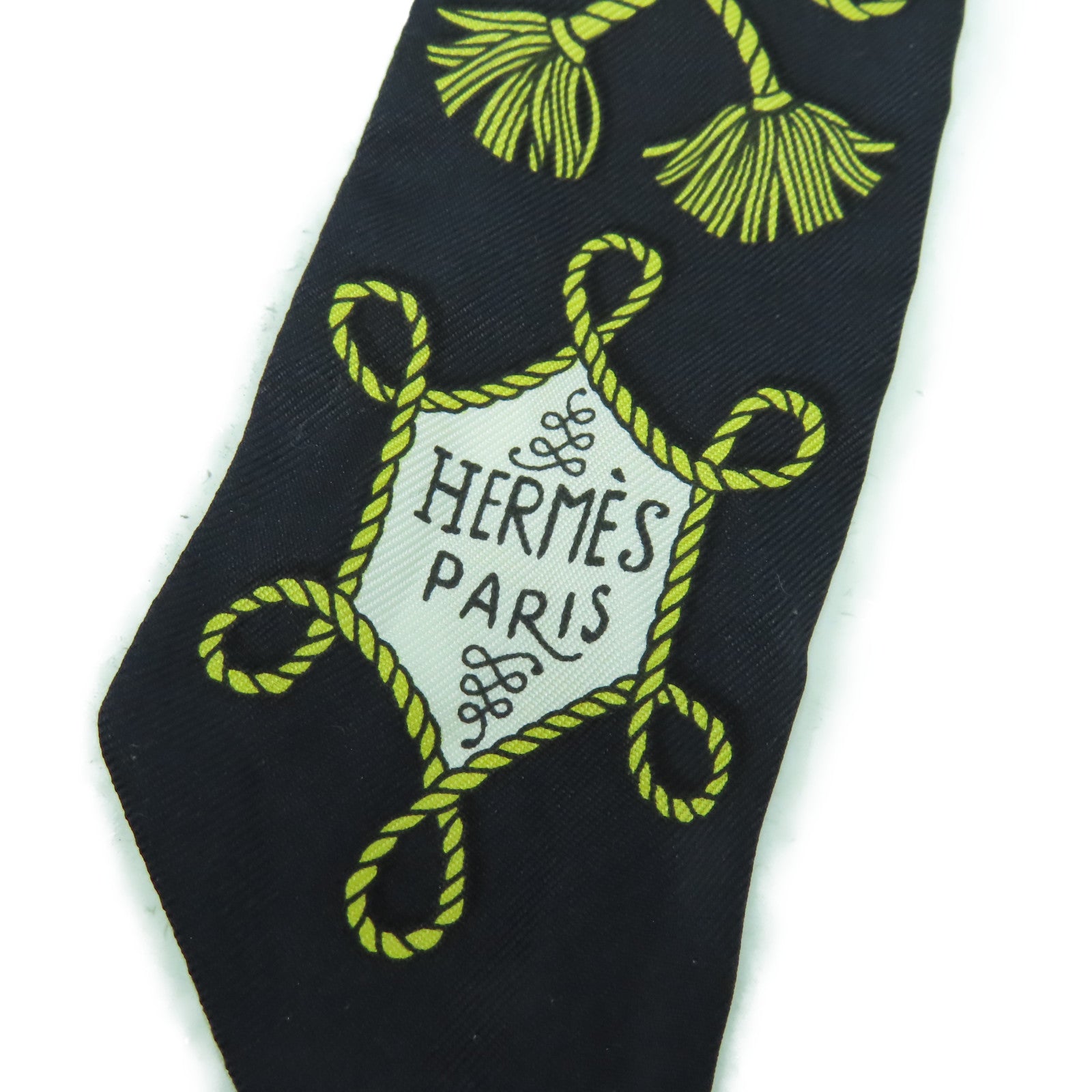 HERMES 絲質Twilly Scarf絲巾黑色/白色