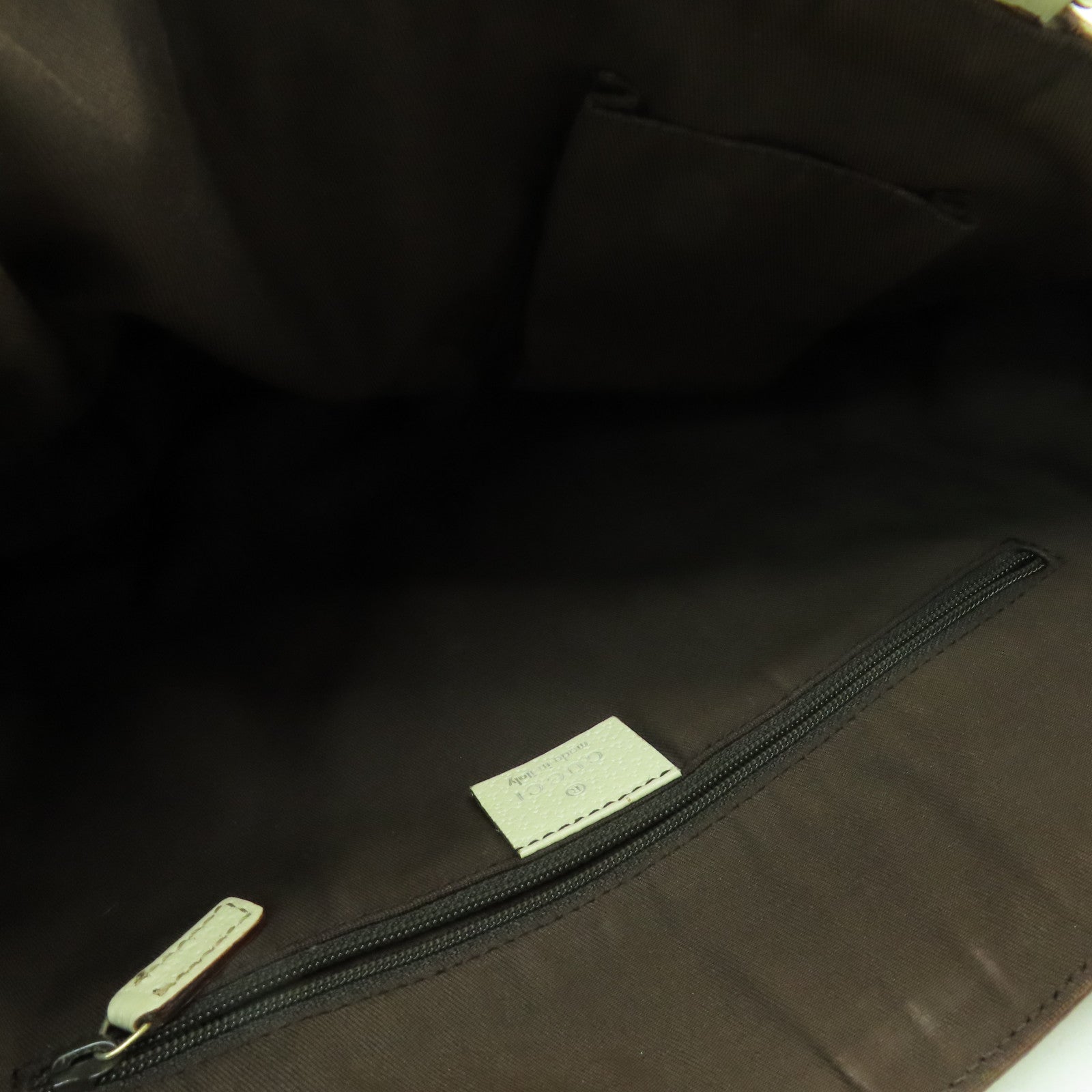 GUCCI 帆布Tote Bag銀扣手挽袋白色