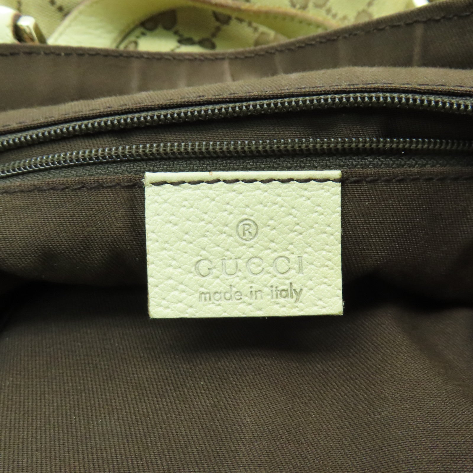 GUCCI 帆布Tote Bag銀扣手挽袋白色