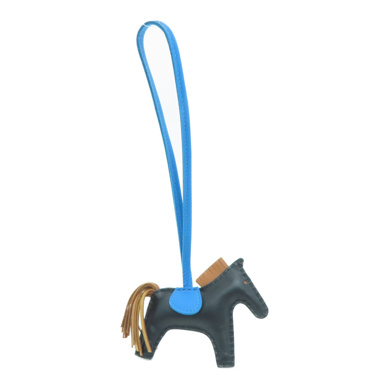 HERMES [Sharp Discount] Swift Leather Rodeo PM Charm Black Blue