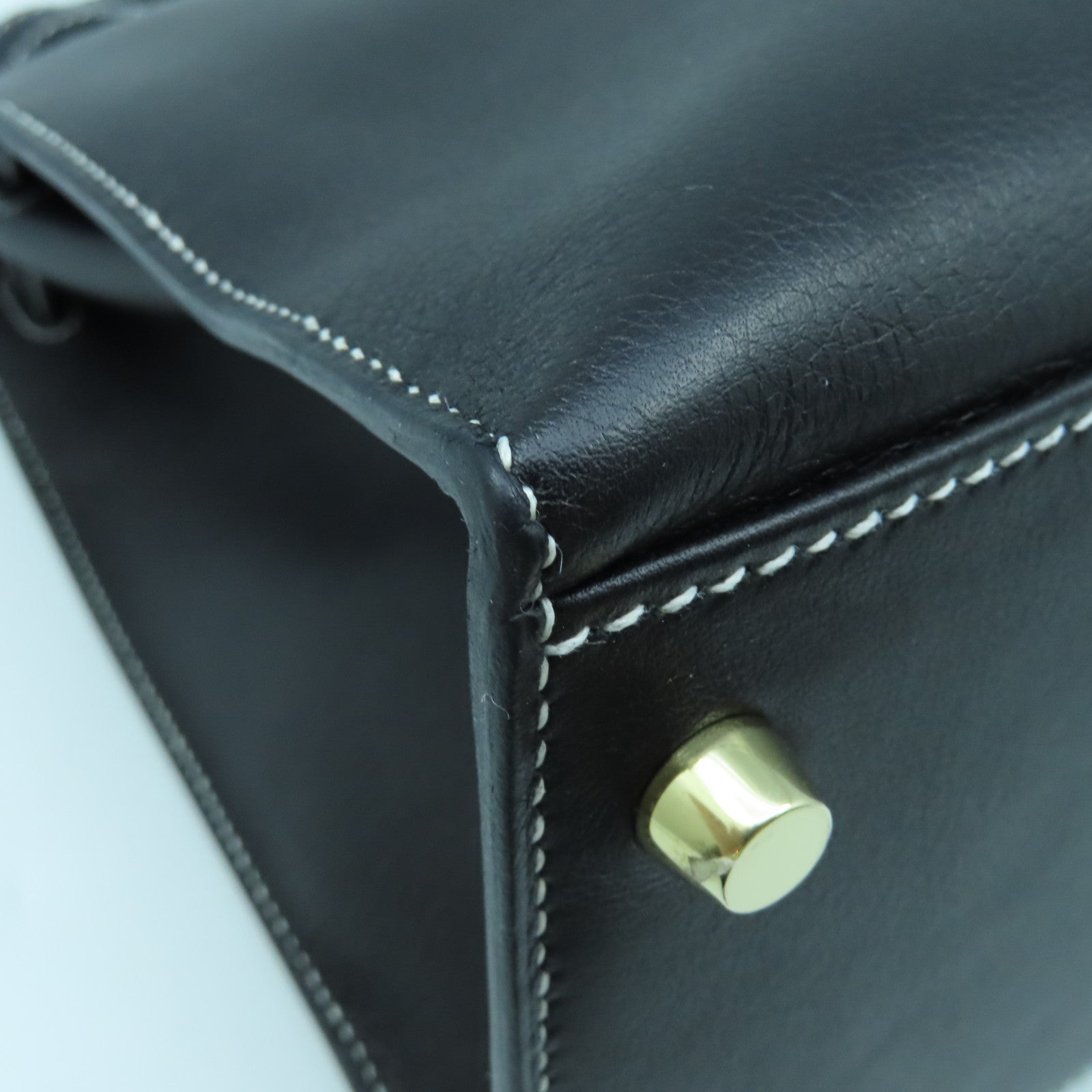 HERMES Swift皮革Kelly Flat 35金扣手挽袋黑色