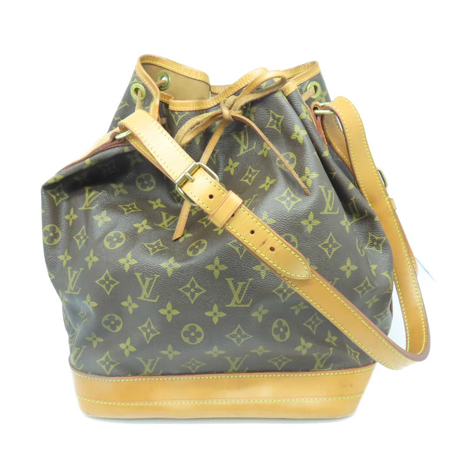 LOUIS VUITTON Monogram Noe Gold Buckle Shoulder Bag Brown