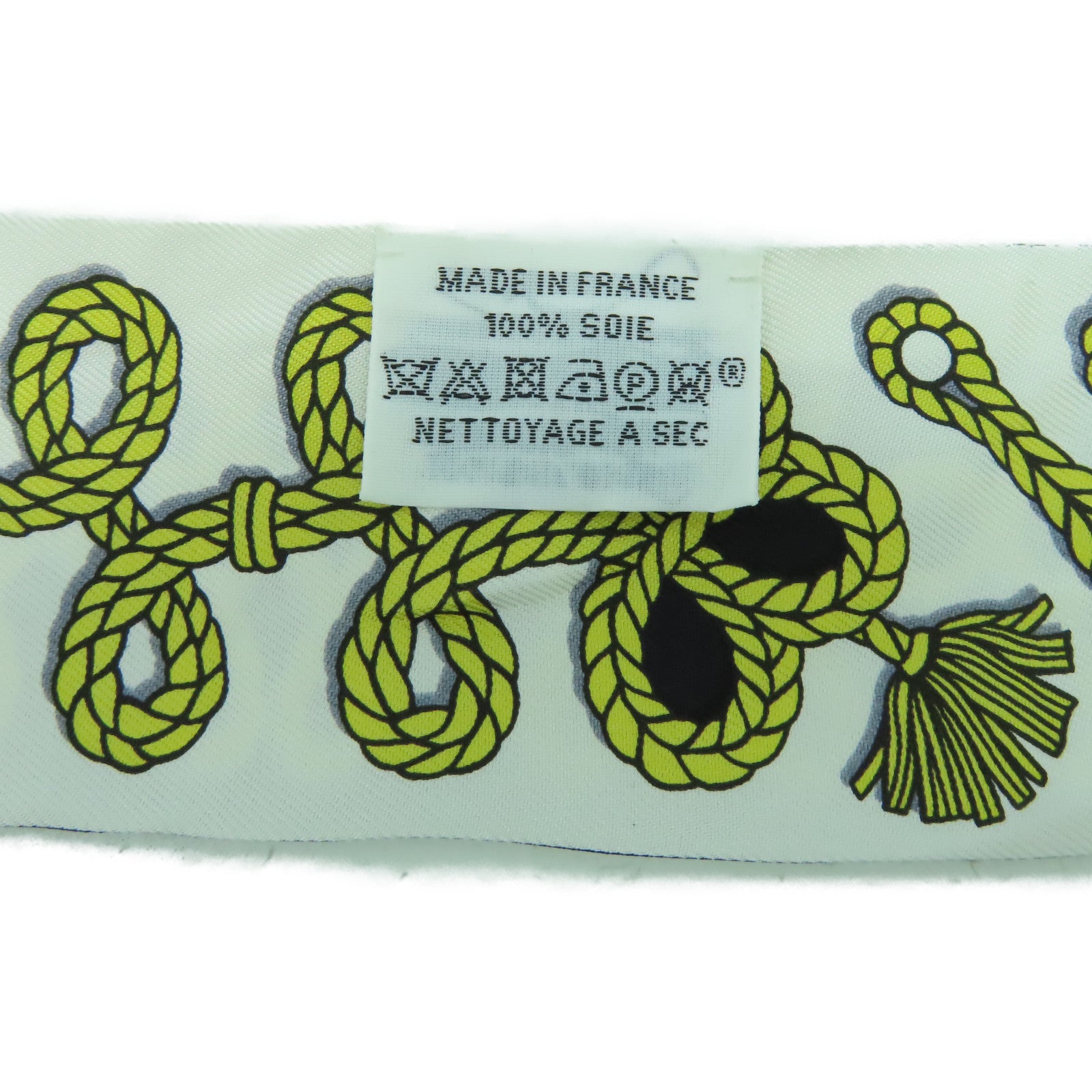 HERMES 絲質Twilly Scarf絲巾黑色/白色