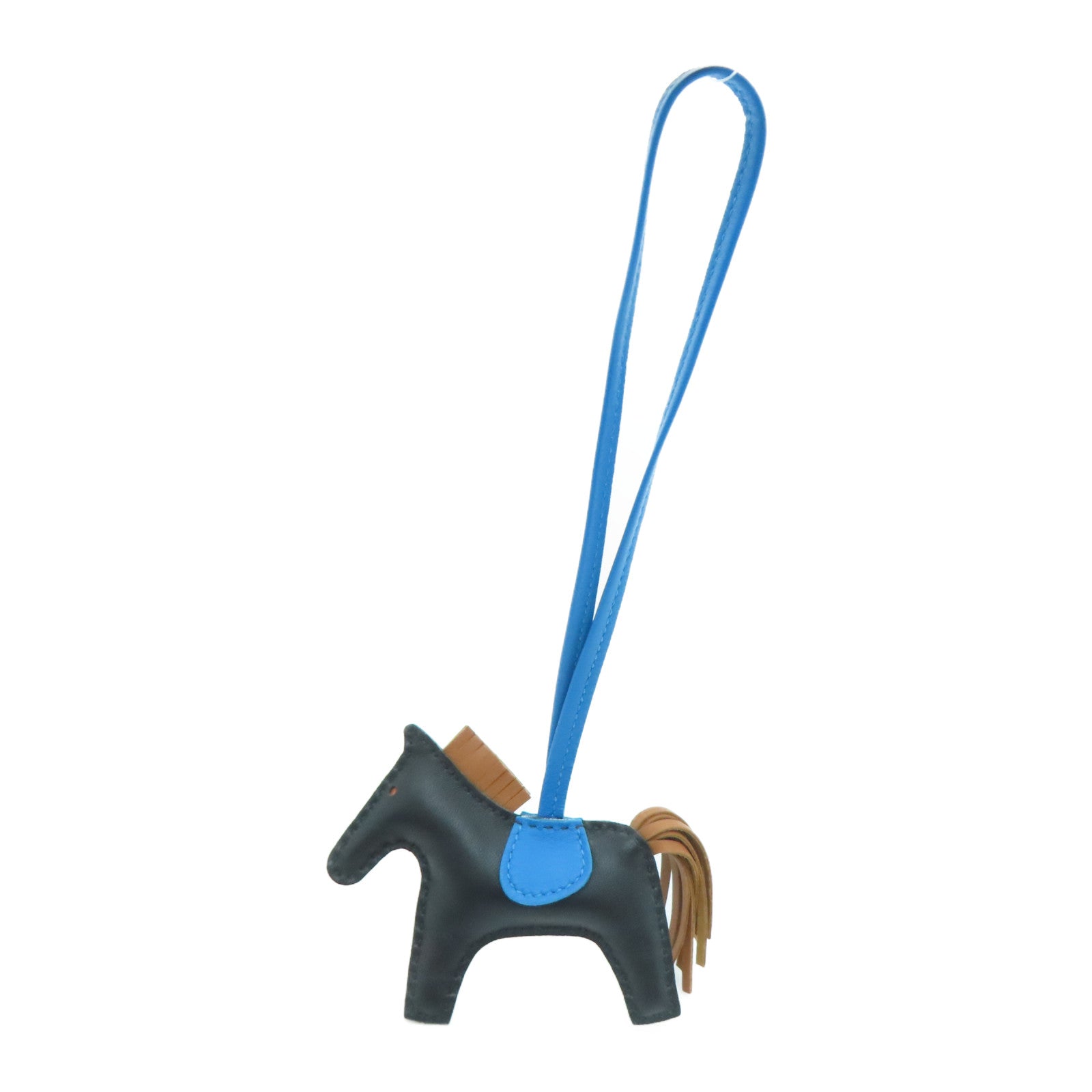 HERMES [Sharp Discount] Swift Leather Rodeo PM Charm Black Blue