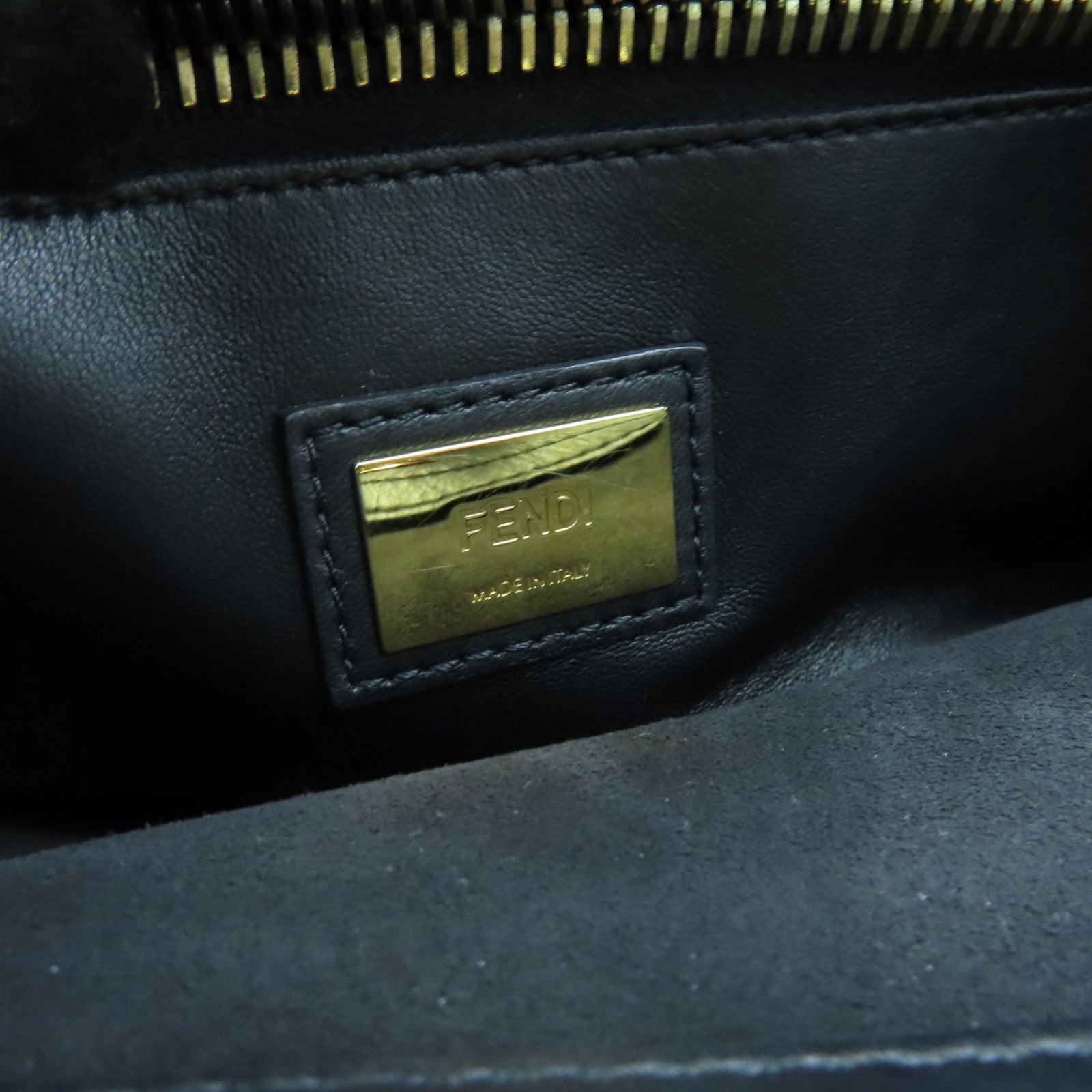 FENDI 牛皮皮革Peekaboo金扣手挽肩背兩用袋黑色