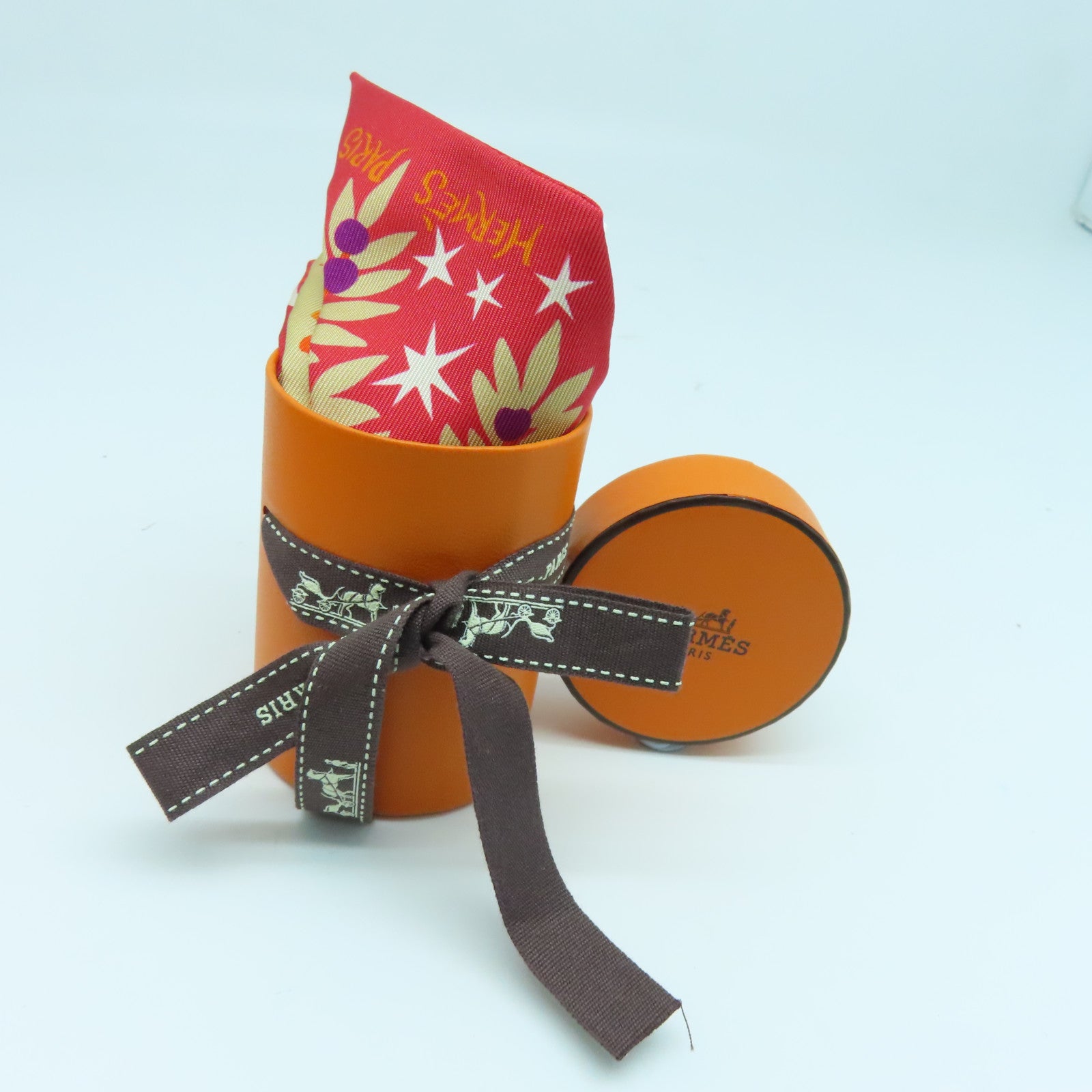 HERMES Silk Twilly Scarf Orange