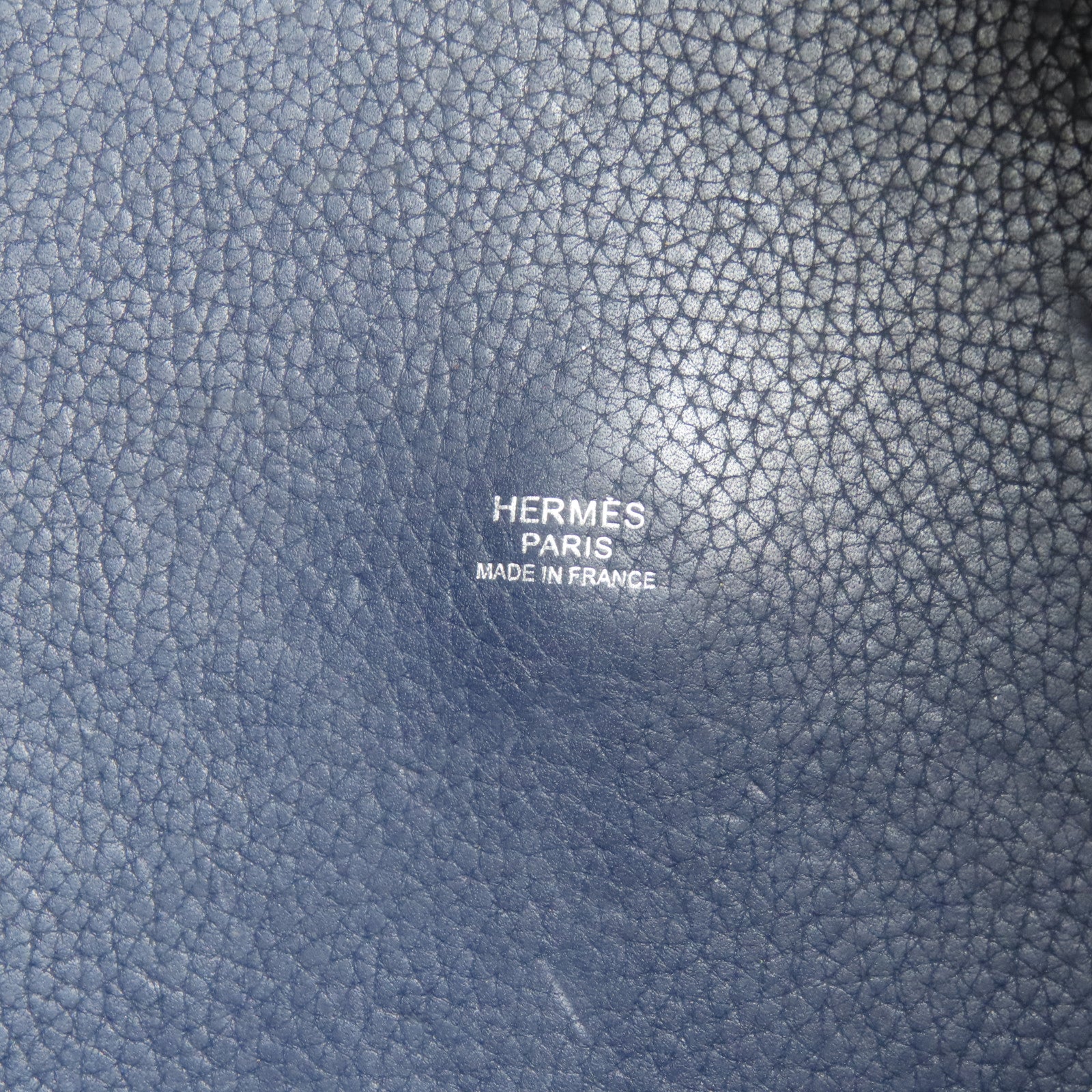 HERMES Clemence皮革Picotin GM銀扣手挽袋藍色