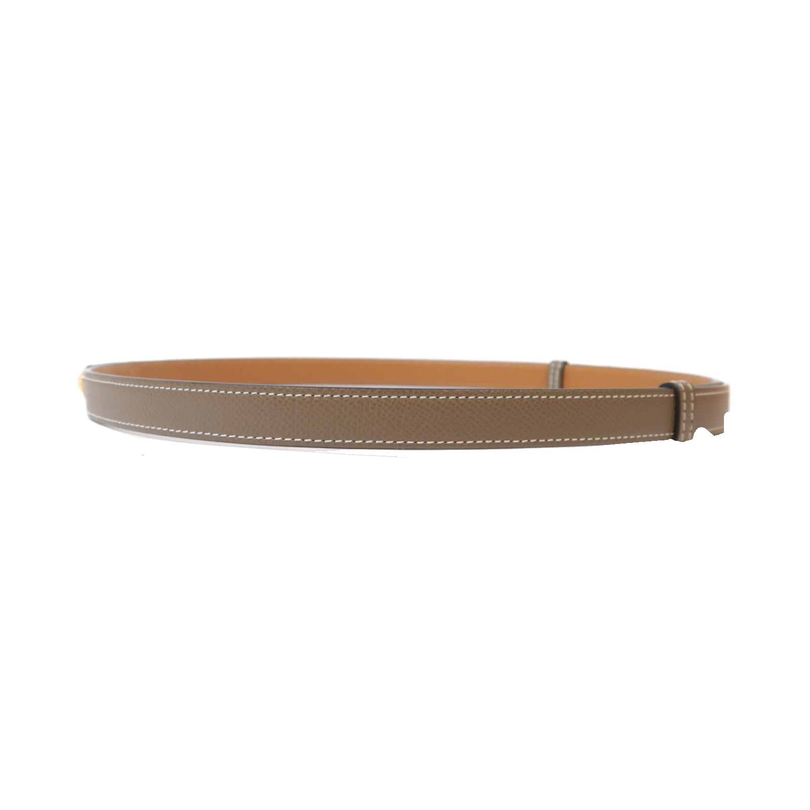 HERMES Epsom皮革Kelly Belt金扣皮帶麻繩灰色