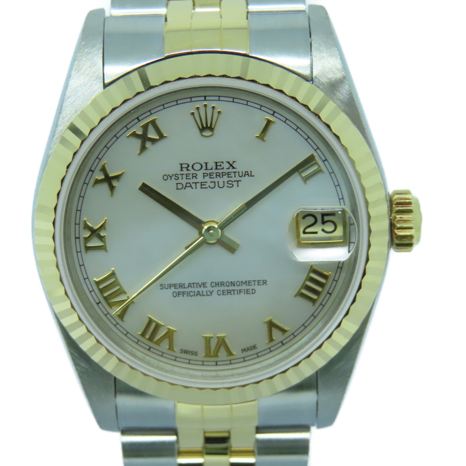 ROLEX Datejust 18K黄金/不鏽鋼手錶自動機芯白色