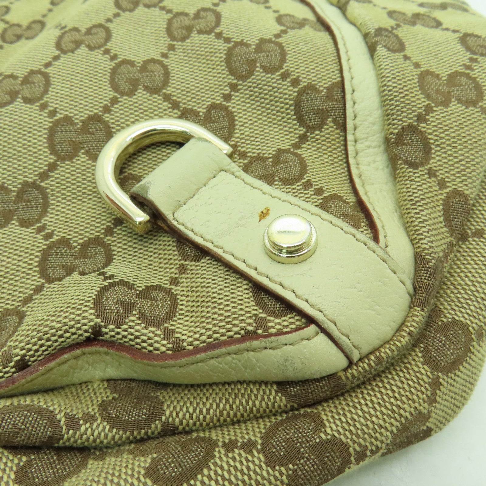 GUCCI 帆布Tote Bag銀扣手挽袋白色