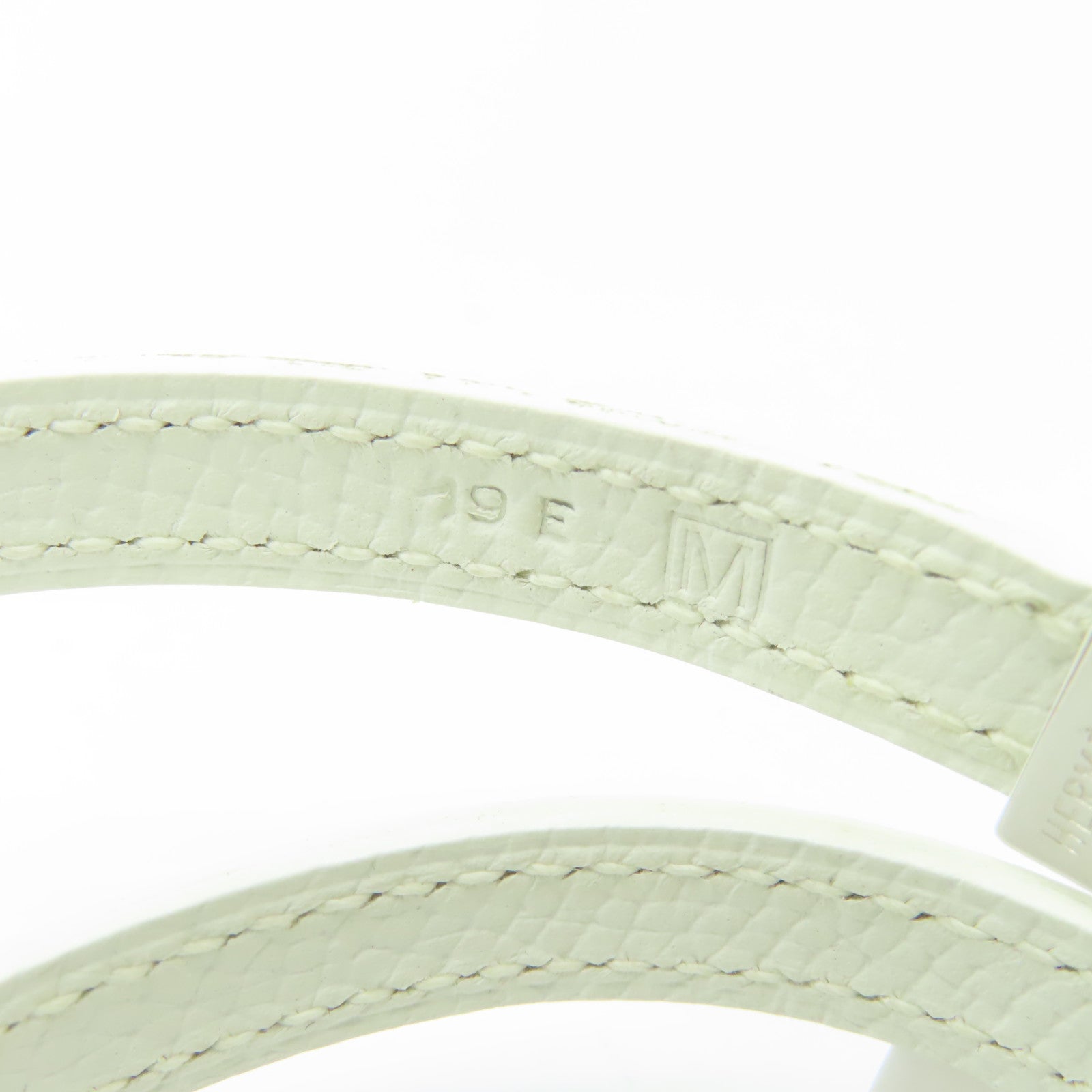HERMES Epsom皮革Pus Pus銀扣手鐲白色