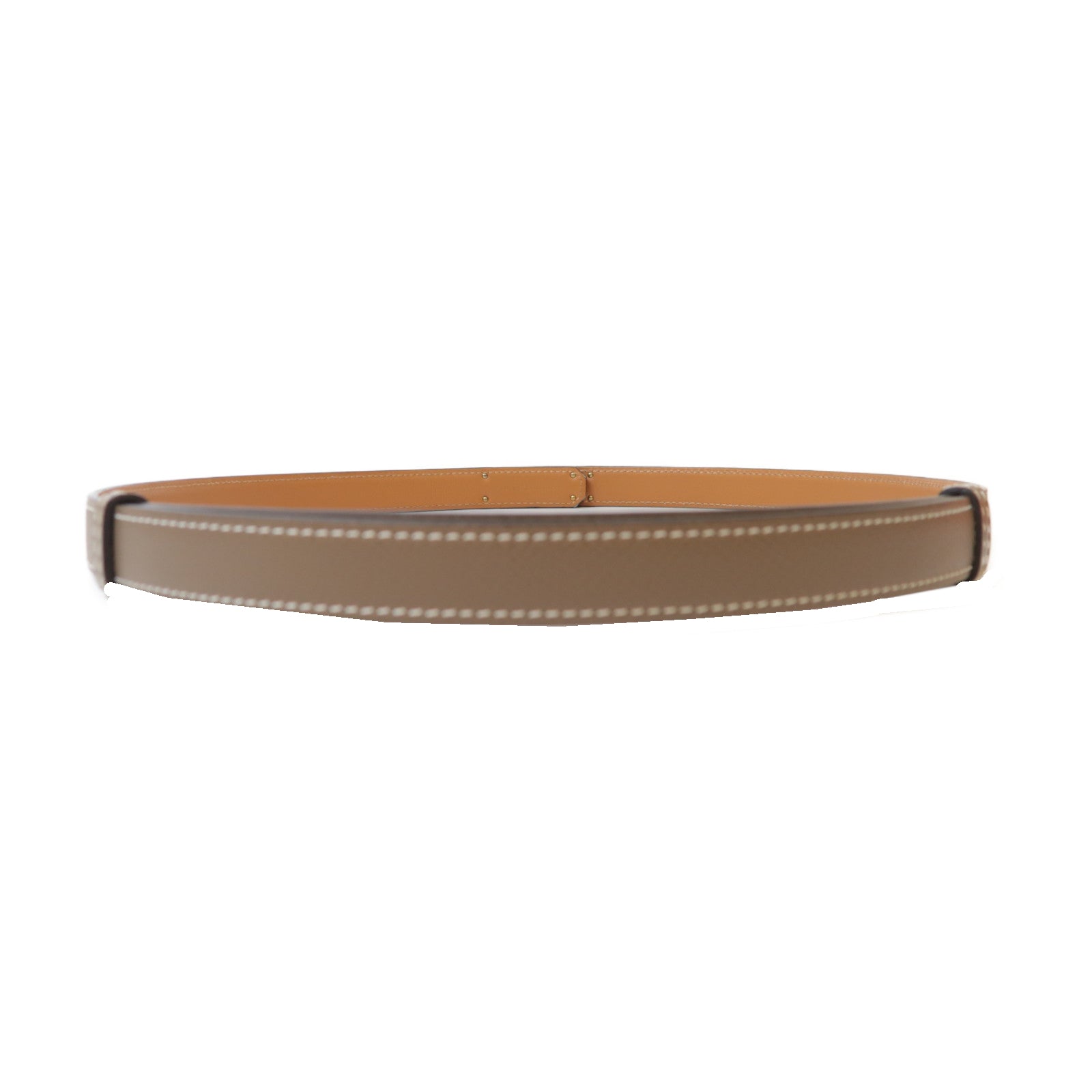 HERMES Epsom皮革Kelly Belt金扣皮帶麻繩灰色