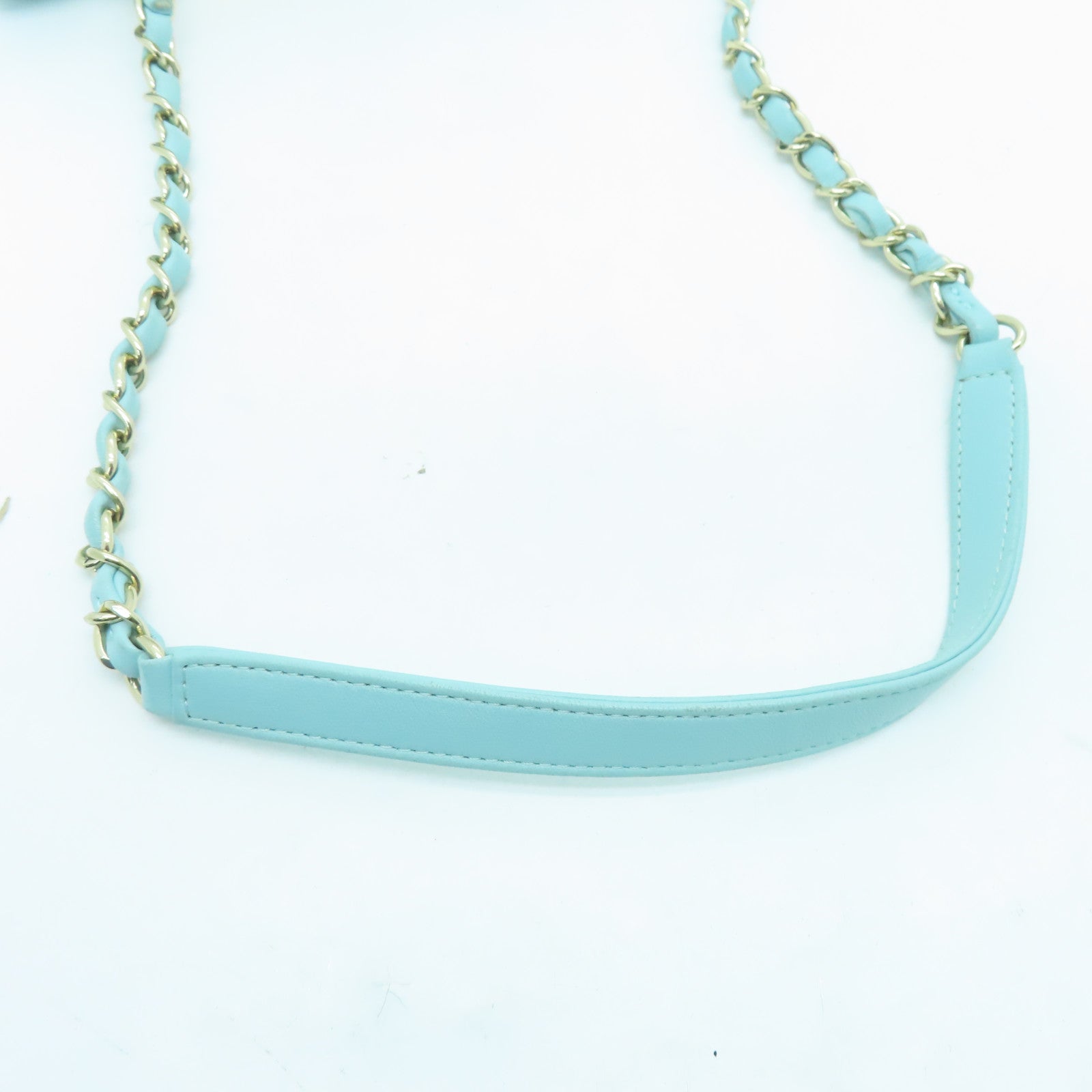CHANEL twill sheepskin leather Chain Shoulder gold buckle chain shoulder bag green