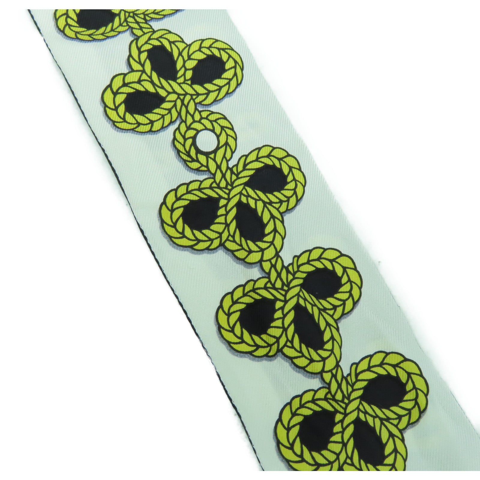 HERMES 絲質Twilly Scarf絲巾黑色/白色