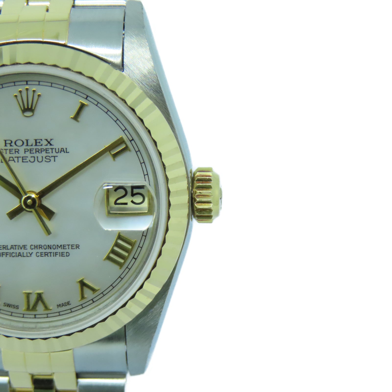ROLEX Datejust 18K黄金/不鏽鋼手錶自動機芯白色
