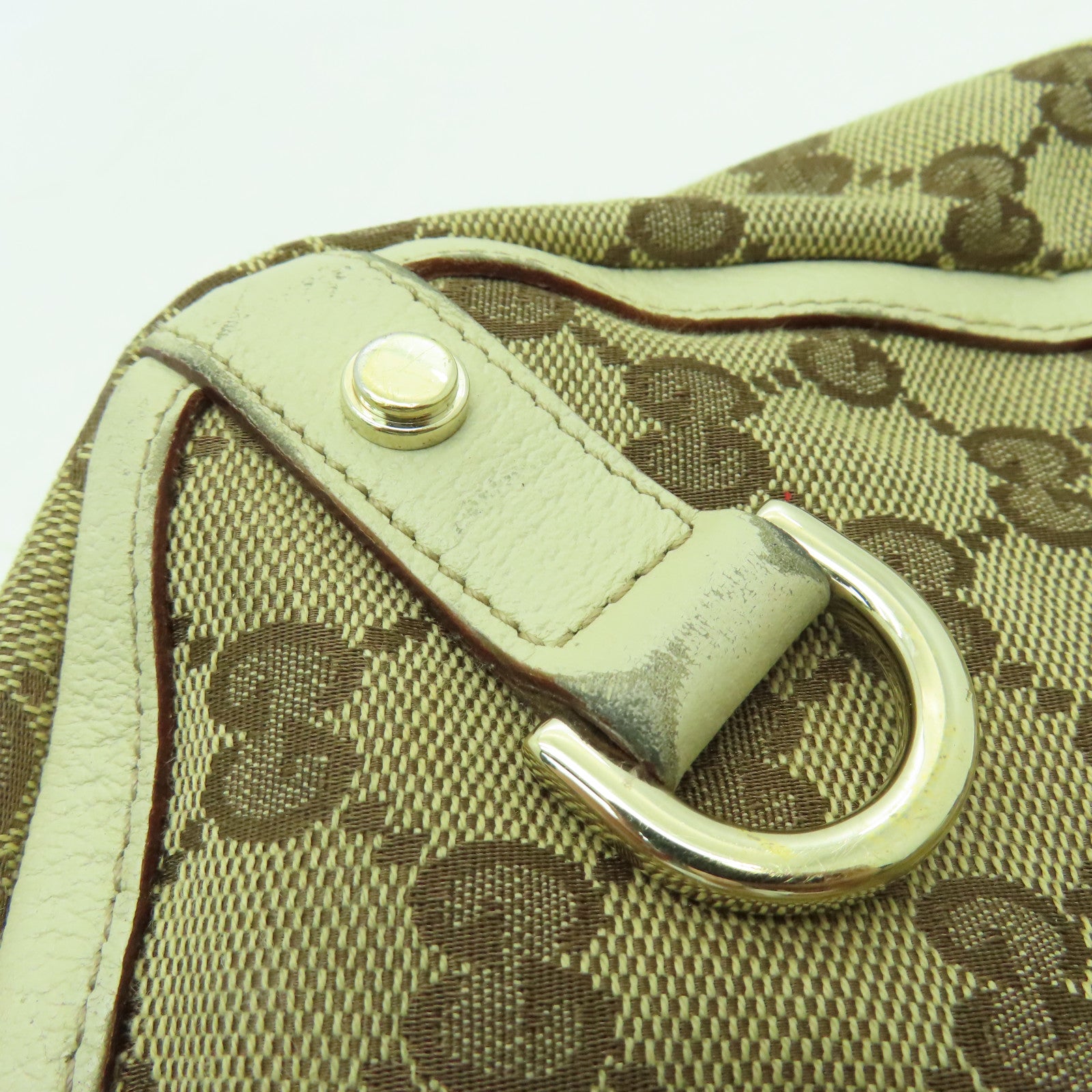GUCCI 帆布Tote Bag銀扣手挽袋白色