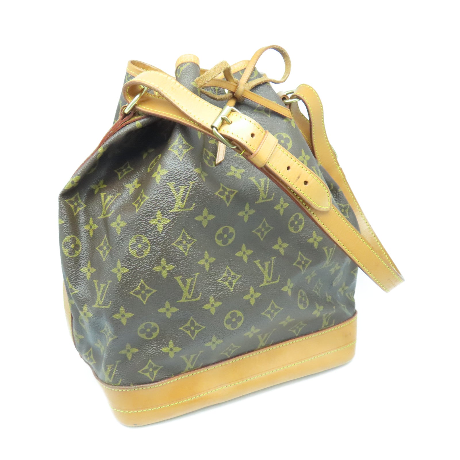 LOUIS VUITTON Monogram Noe Gold Buckle Shoulder Bag Brown