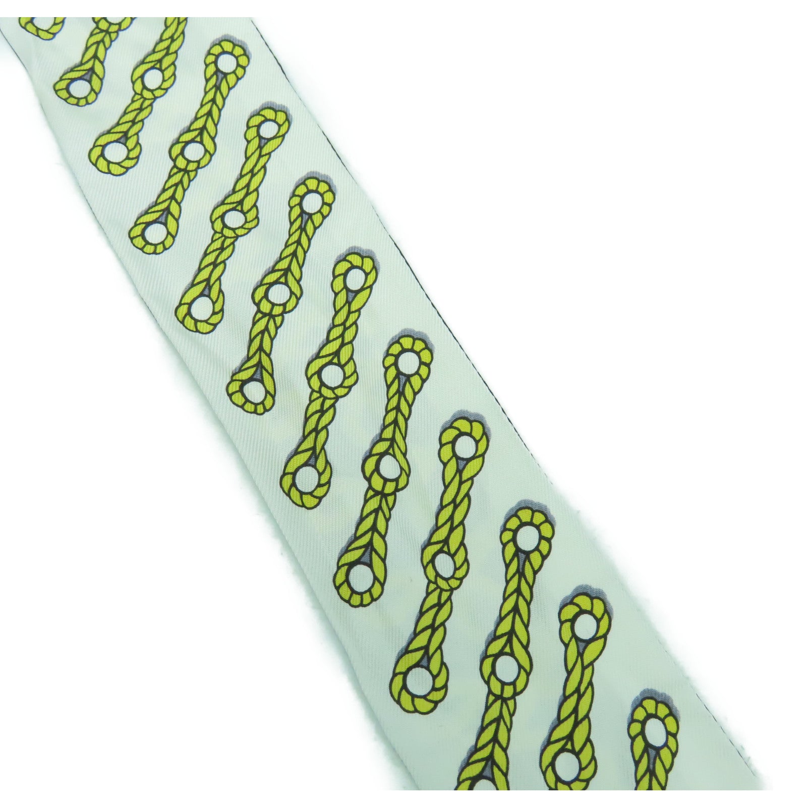 HERMES 絲質Twilly Scarf絲巾黑色/白色