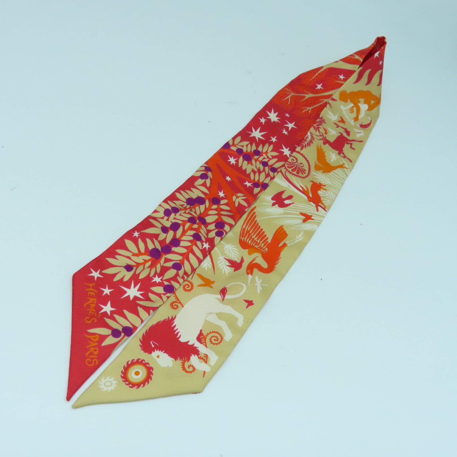 HERMES Silk Twilly Scarf Orange