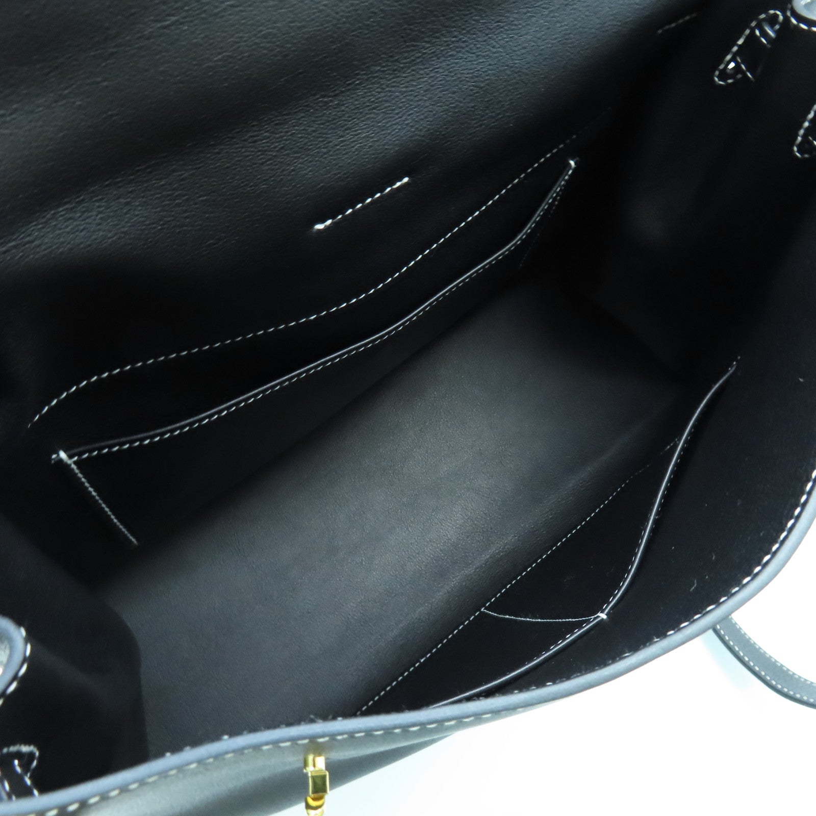 HERMES Swift皮革Kelly Flat 35金扣手挽袋黑色