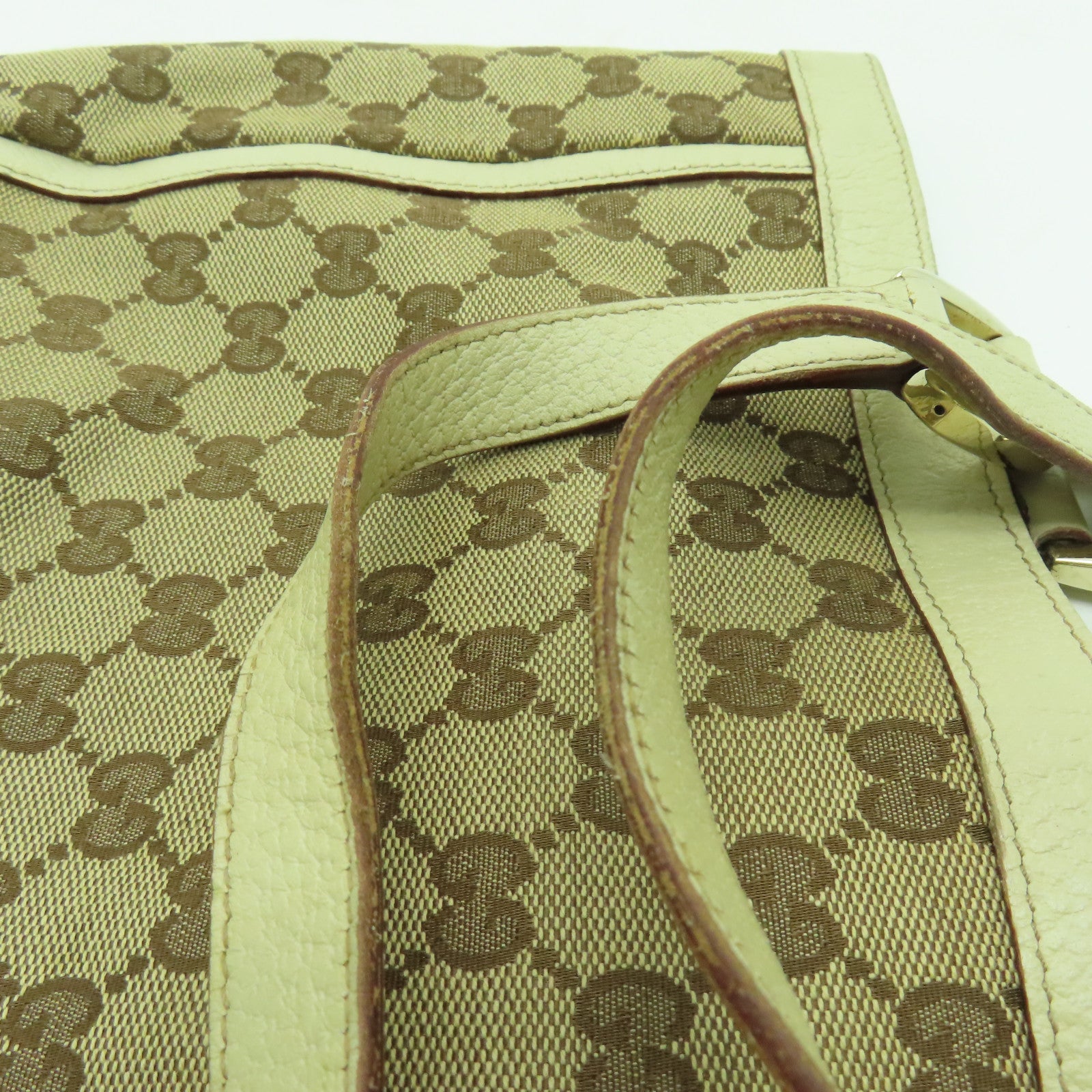 GUCCI 帆布Tote Bag銀扣手挽袋白色