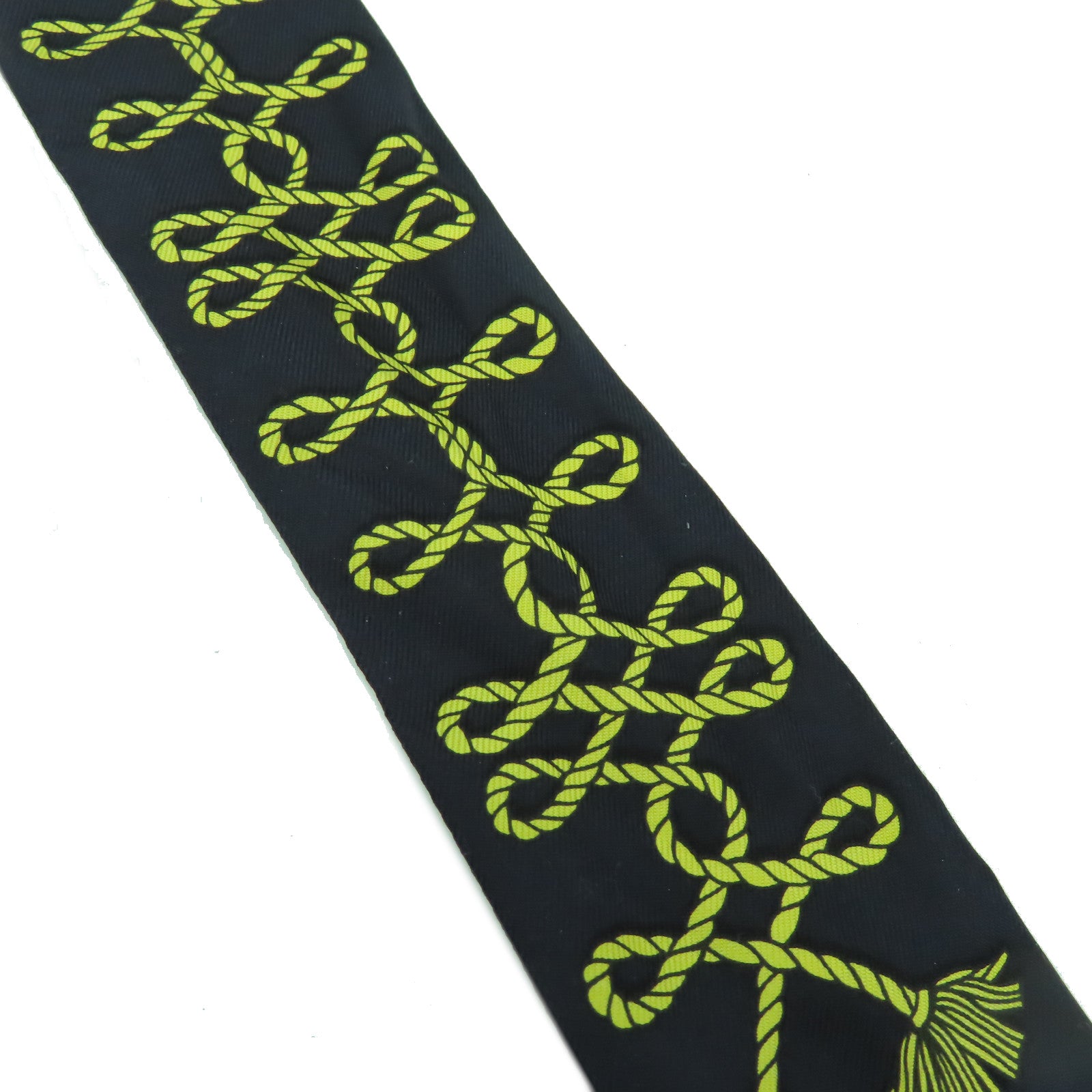 HERMES 絲質Twilly Scarf絲巾黑色/白色