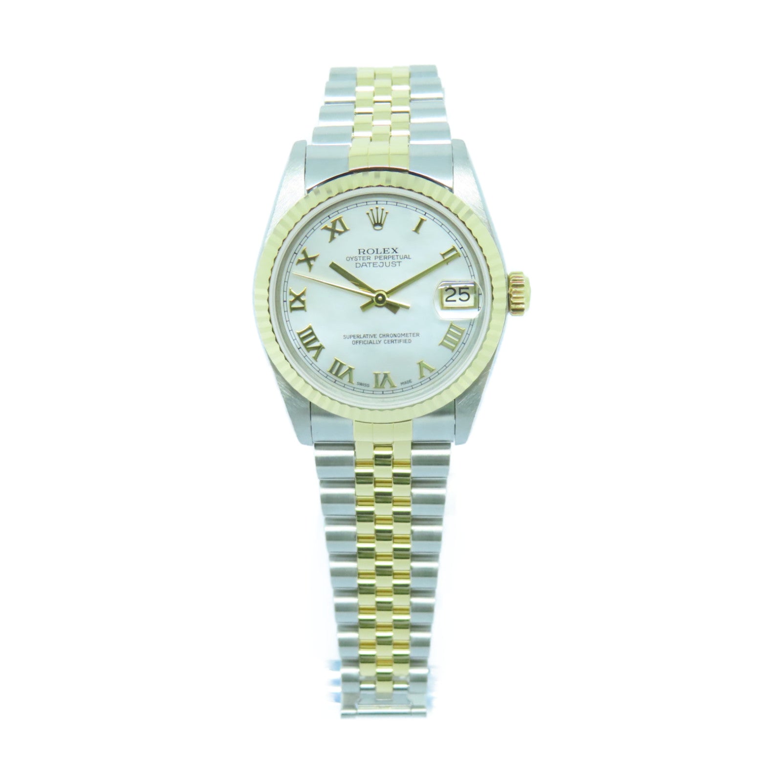 ROLEX Datejust 18K黄金/不鏽鋼手錶自動機芯白色