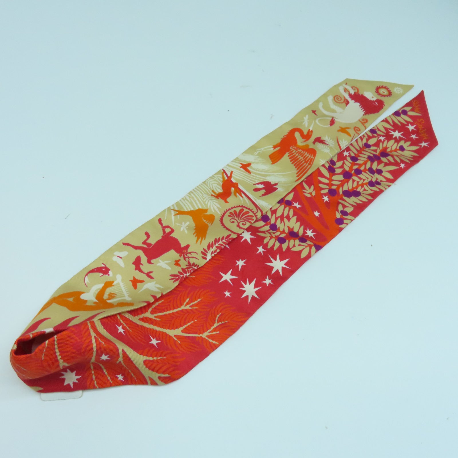 HERMES Silk Twilly Scarf Orange