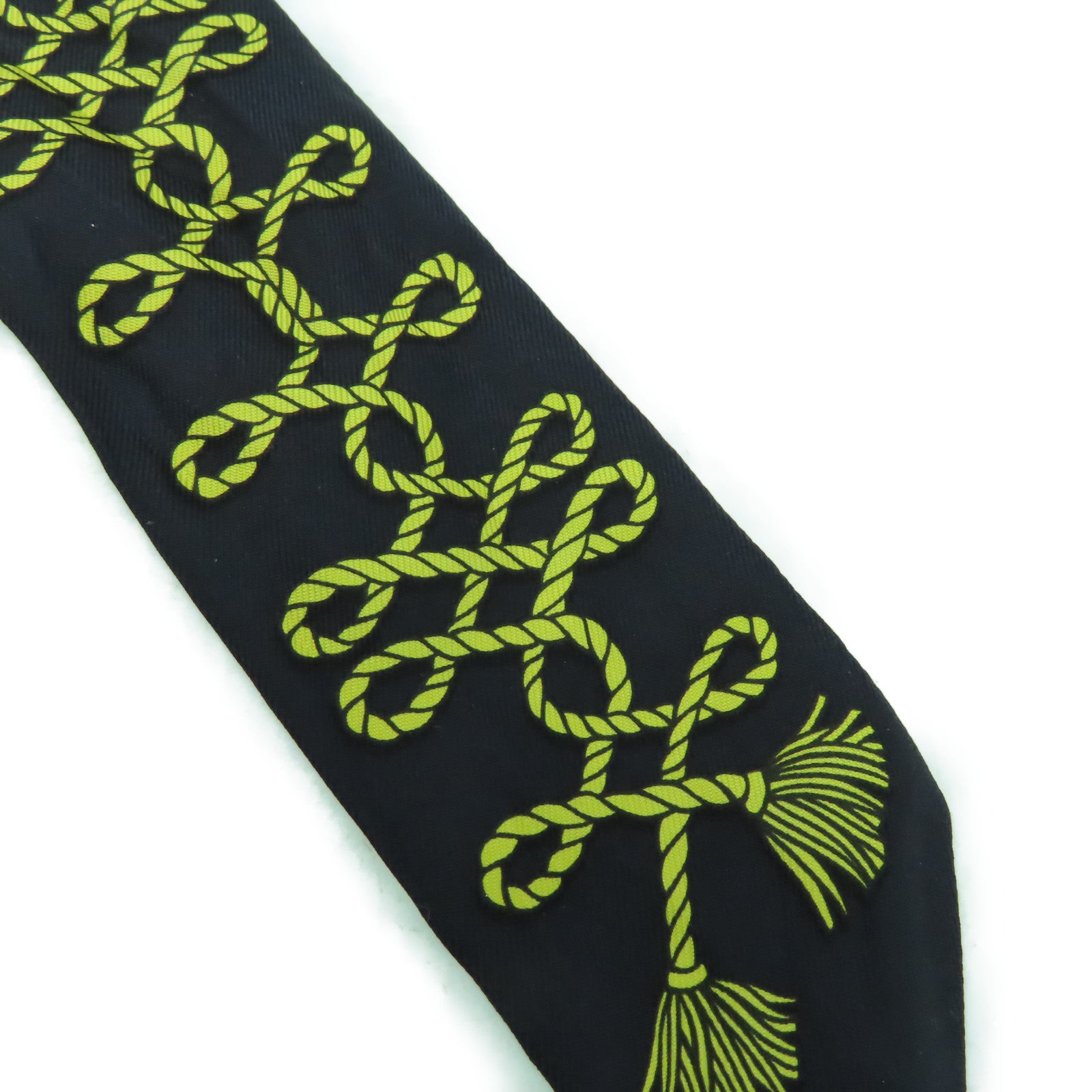 HERMES 絲質Twilly Scarf絲巾黑色/白色
