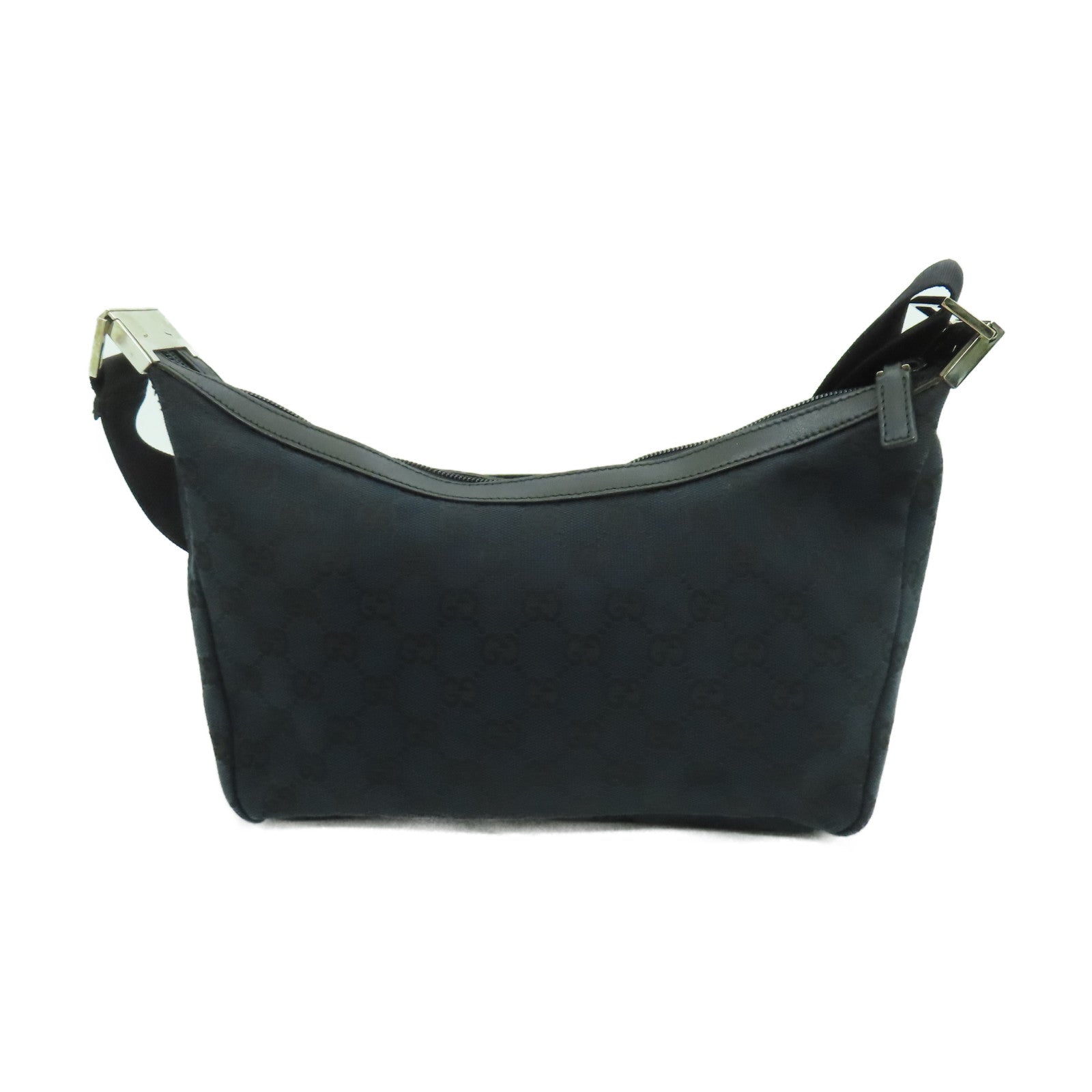 GUCCI 帆布Shoulder Bag銀扣肩背袋黑色