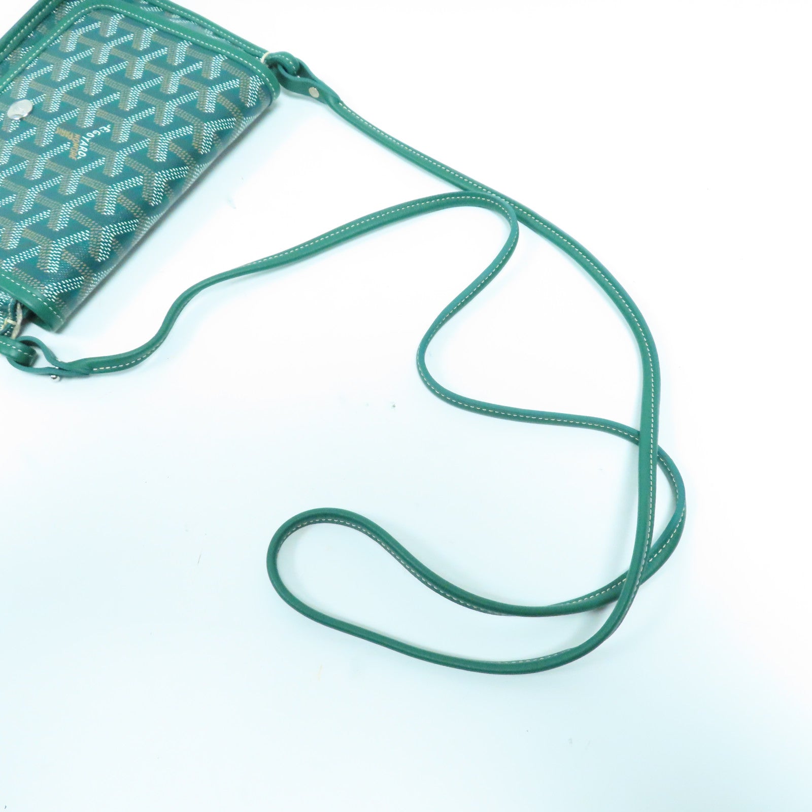 GOYARD 塗層帆布Shoulder Bag銀扣肩背袋綠色