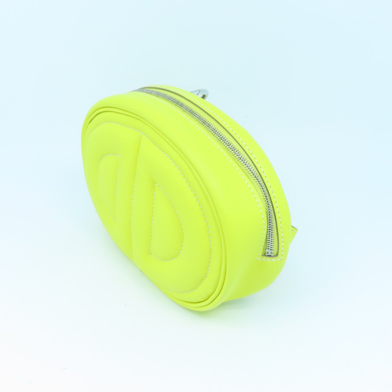 HERMES Swift皮革In The Loop銀扣肩背袋Lime黃色