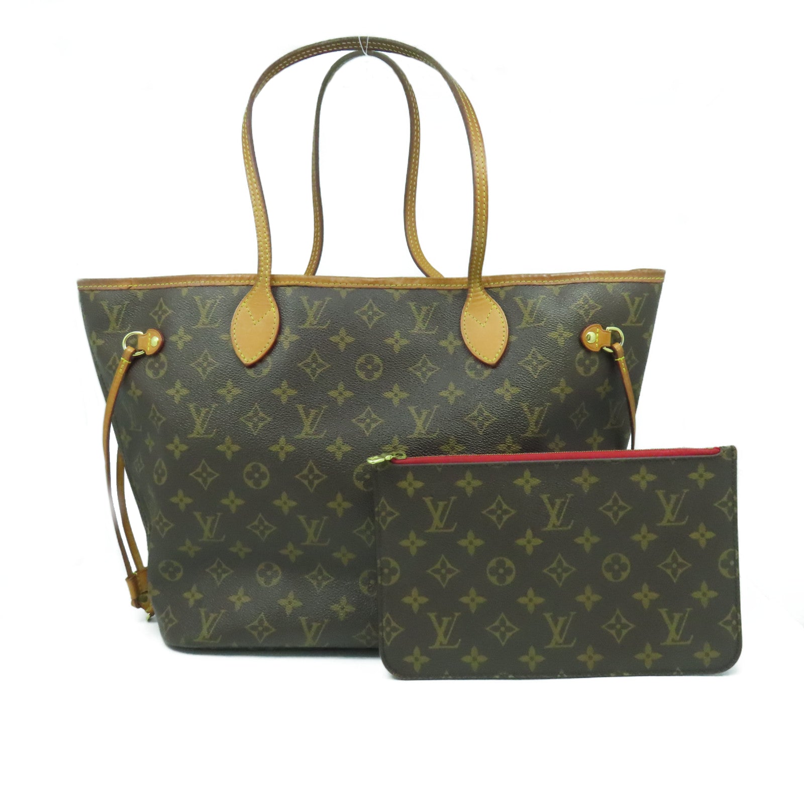 LOUIS VUITTON Monogram Neverfull MM金扣肩背袋啡色