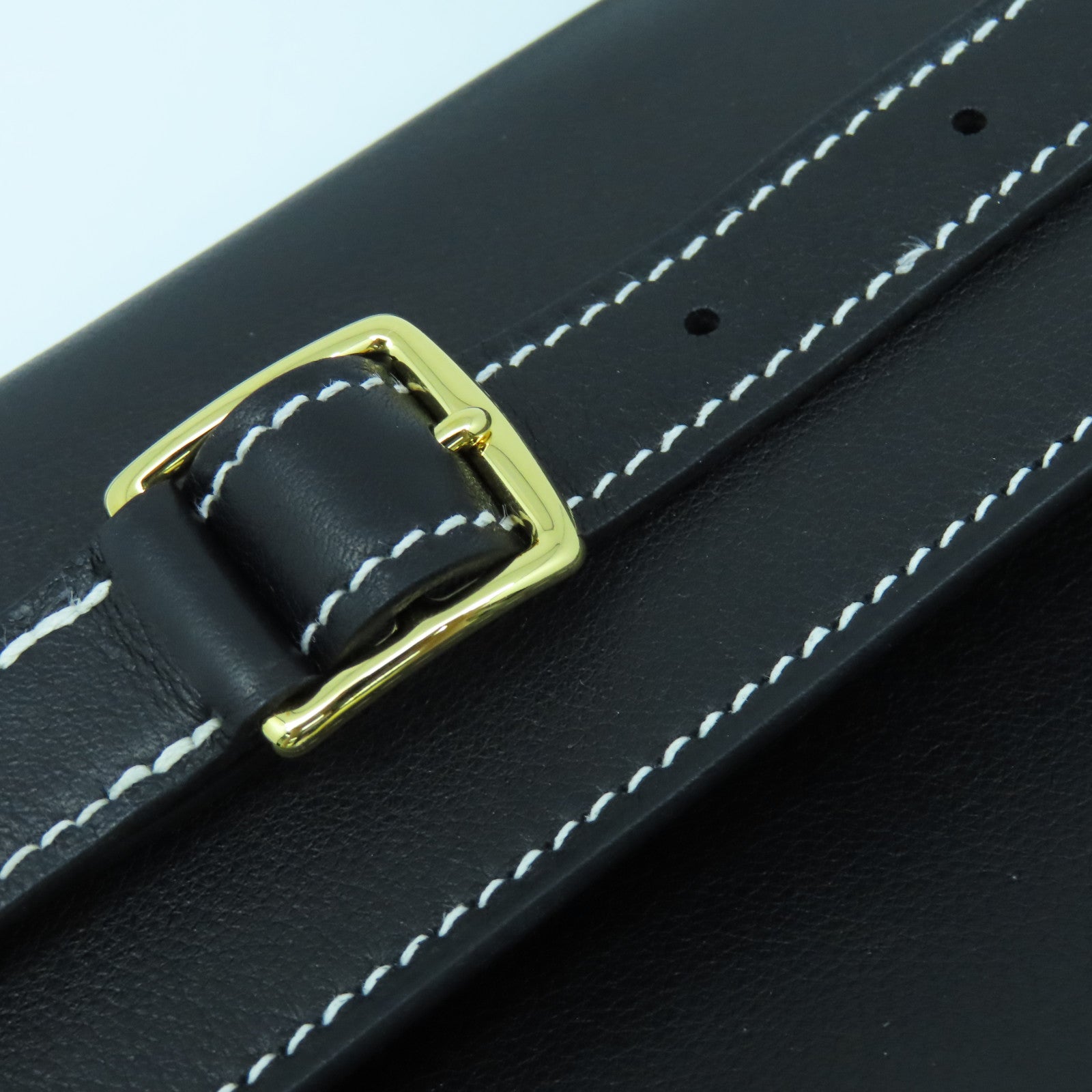 HERMES Swift皮革Kelly Flat 35金扣手挽袋黑色