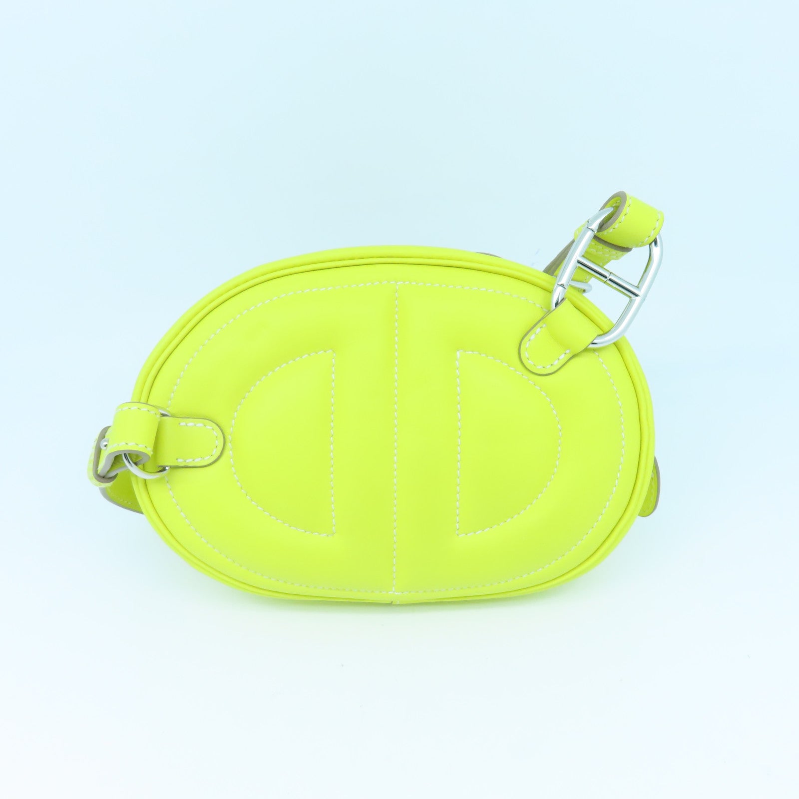 HERMES Swift皮革In The Loop銀扣肩背袋Lime黃色