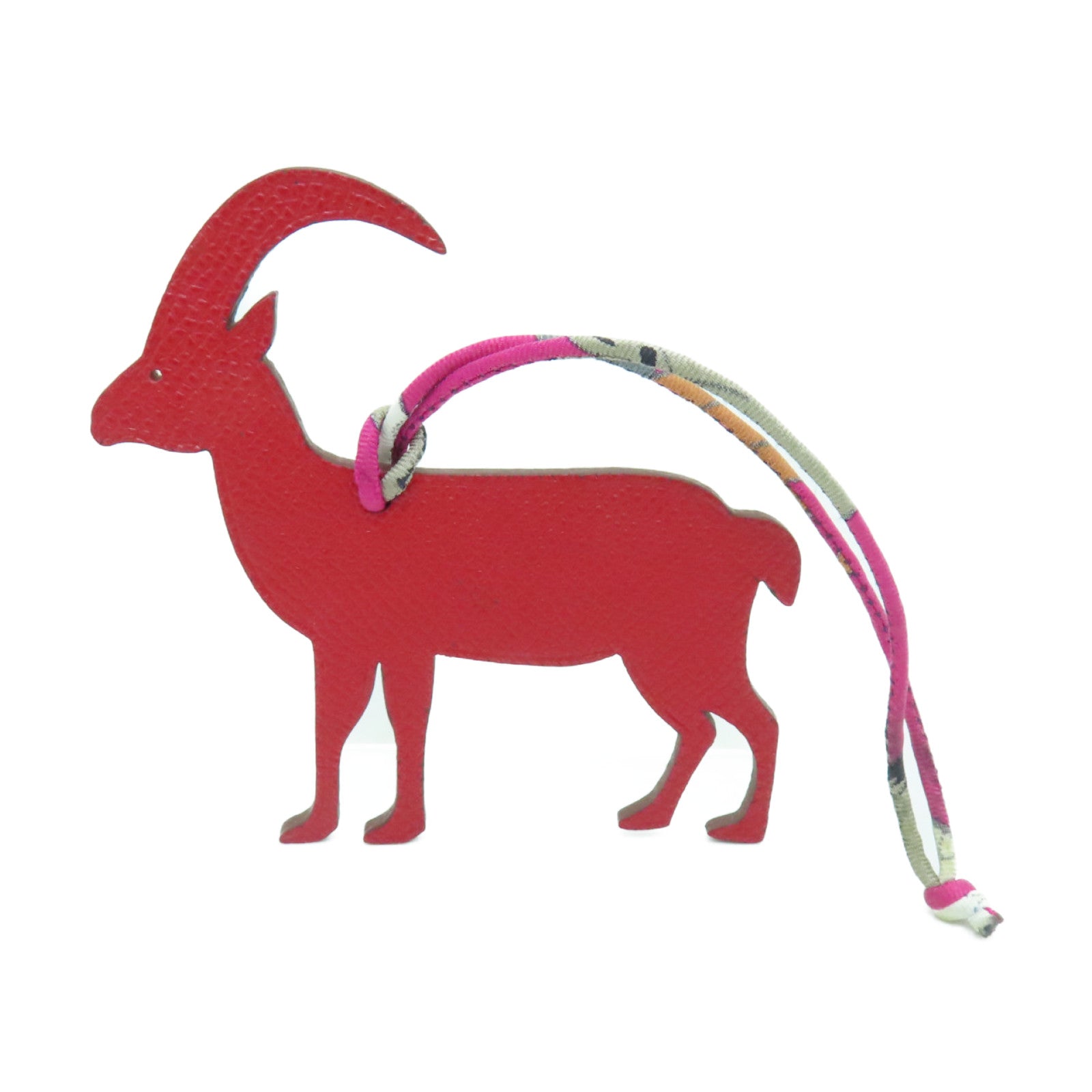 HERMES 牛皮皮革Charm掛飾啡色紅色