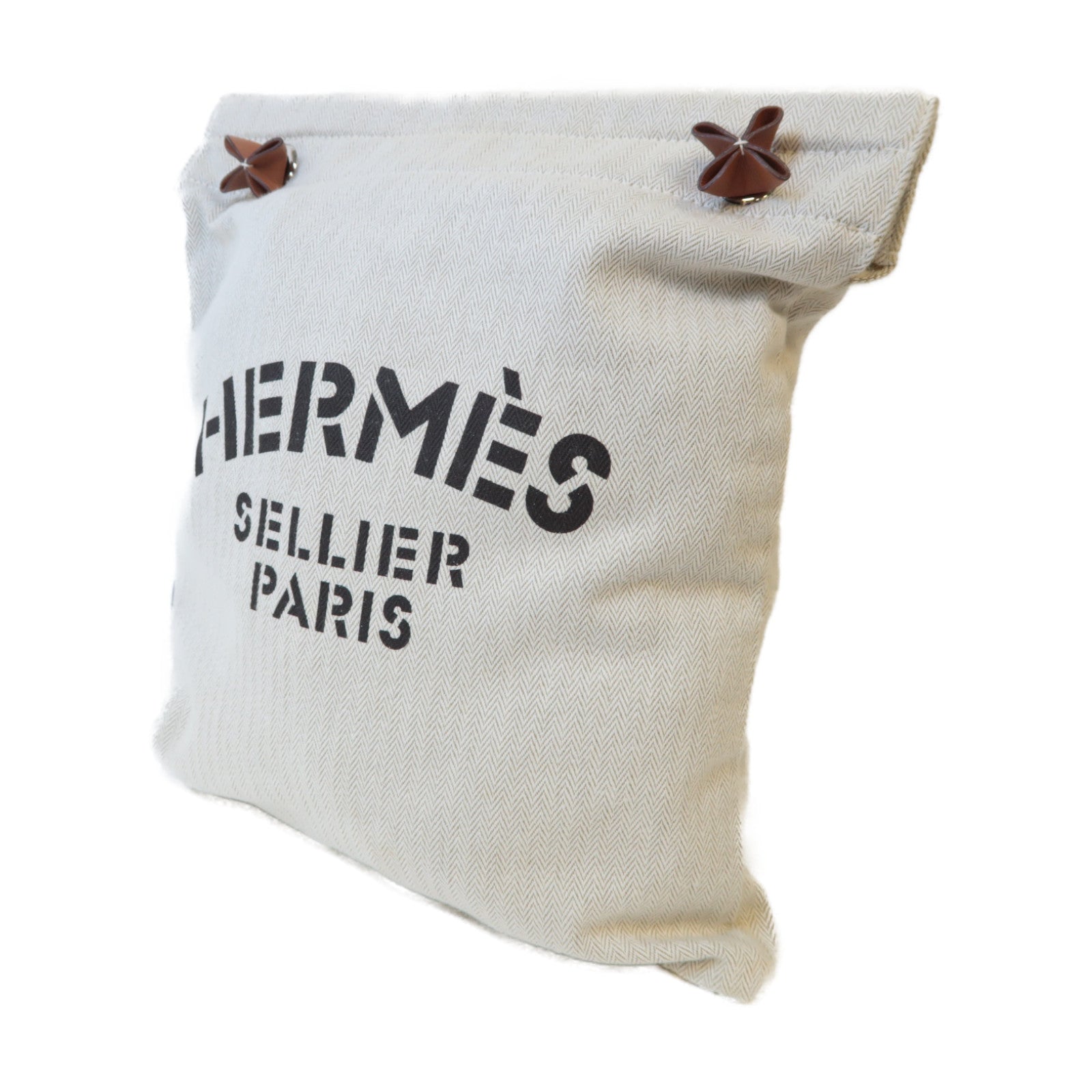 HERMES 帆布Aline銀扣肩背袋米色