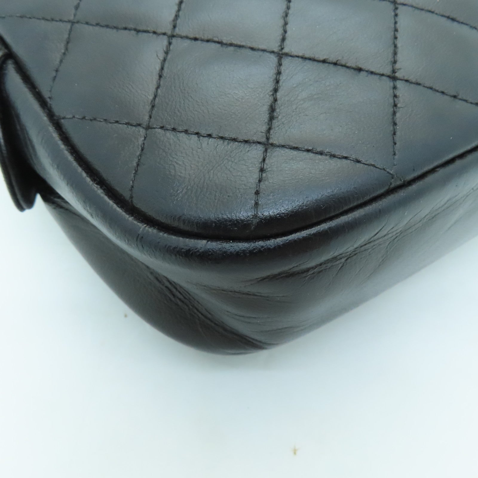 CHANEL 菱格牛皮皮革Chain Shoulder Bag金扣链带肩背袋黑色