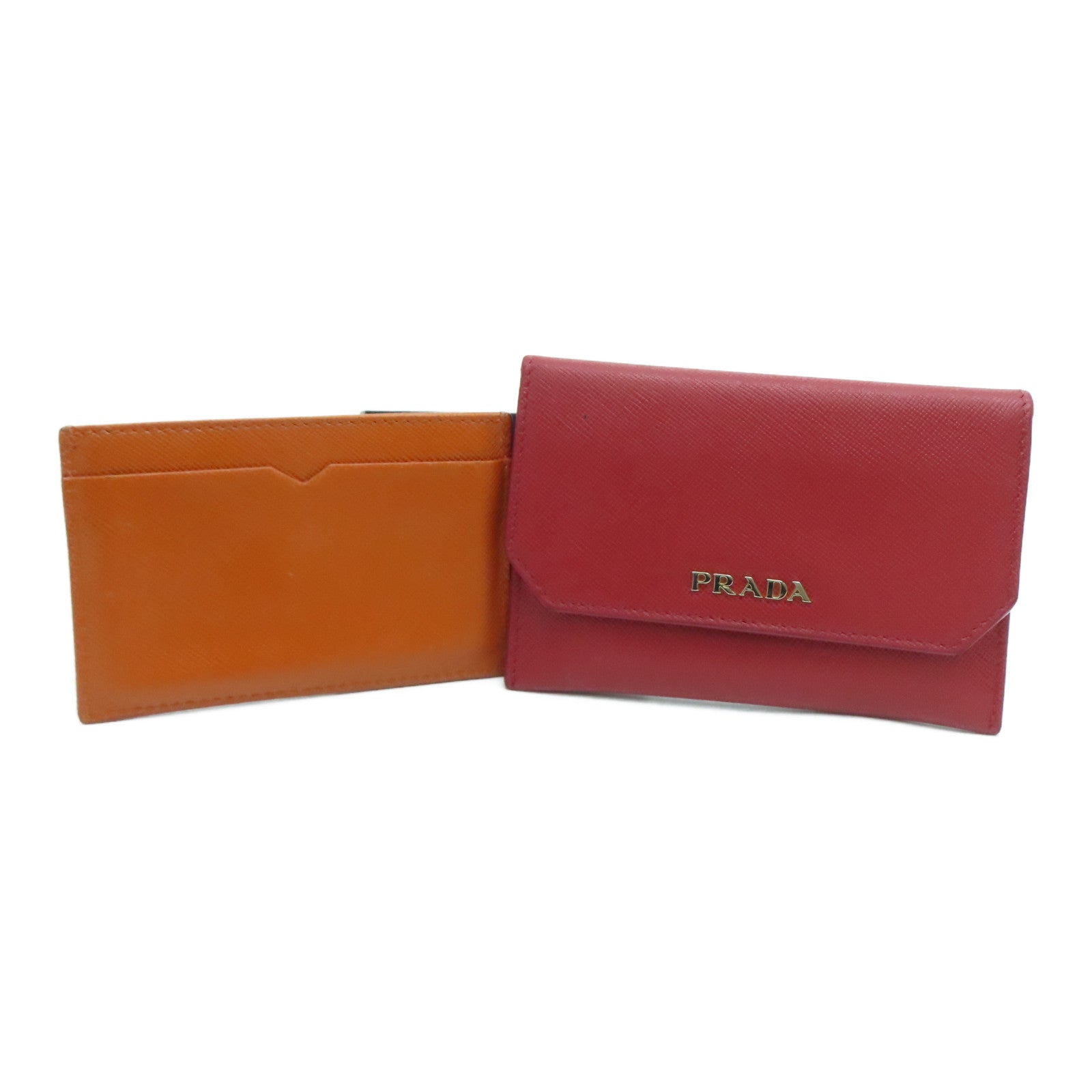 PRADA Saffiano皮革Card Case金扣卡片套紅色