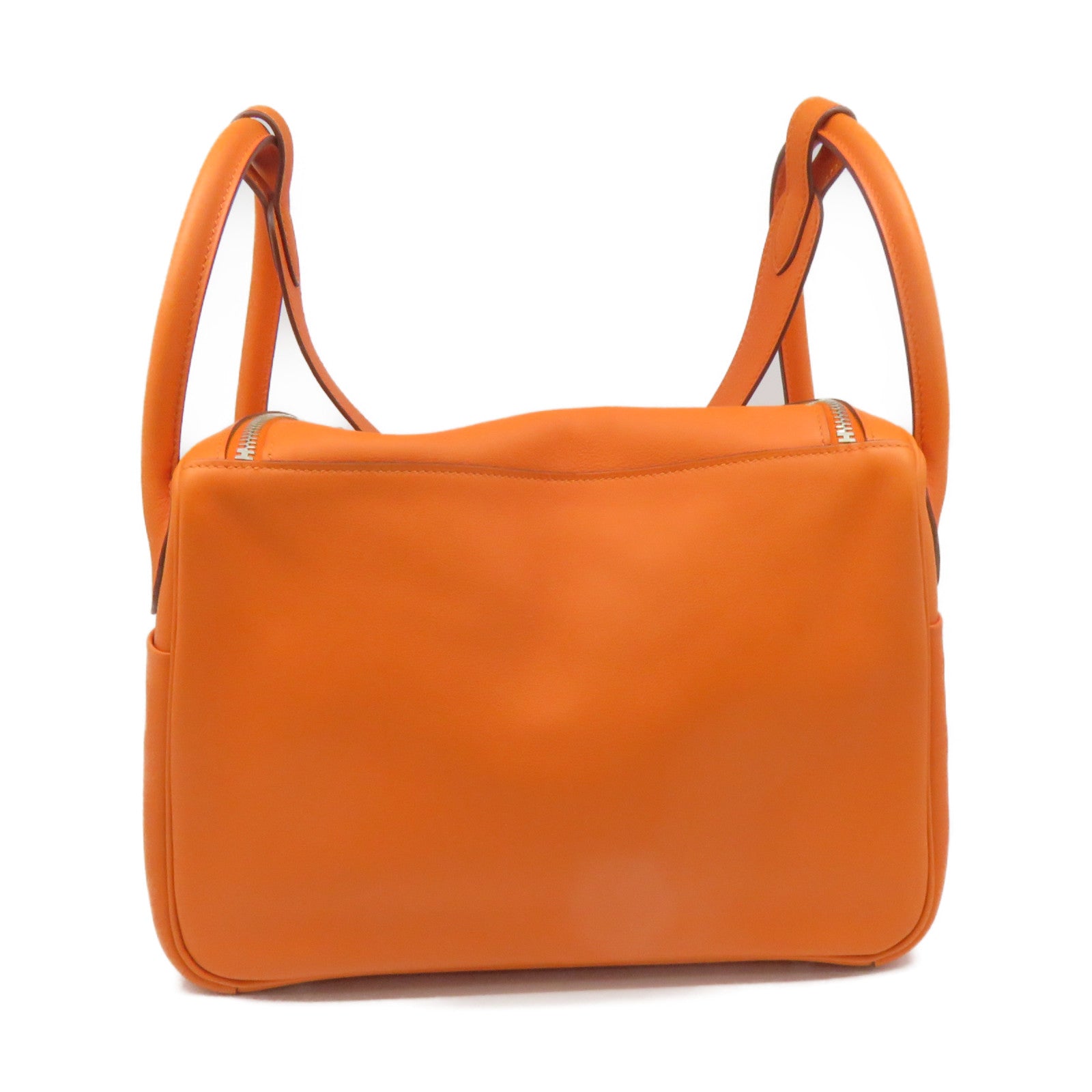 HERMES 【激減優惠】Swift皮革Lindy 30 Shoulder Bag銀扣肩背袋Orange橙色