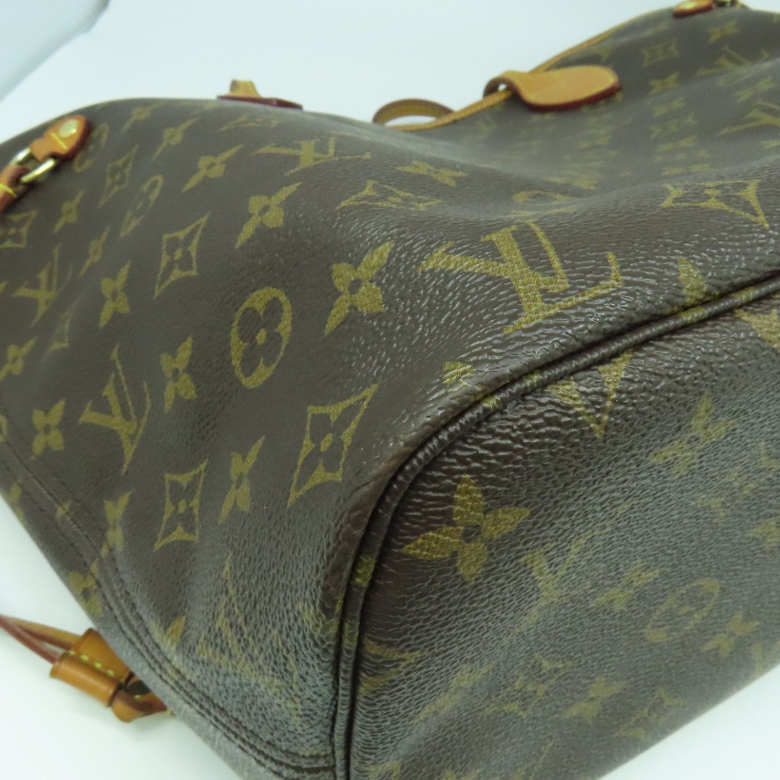 LOUIS VUITTON Monogram Neverfull MM金扣肩背袋啡色