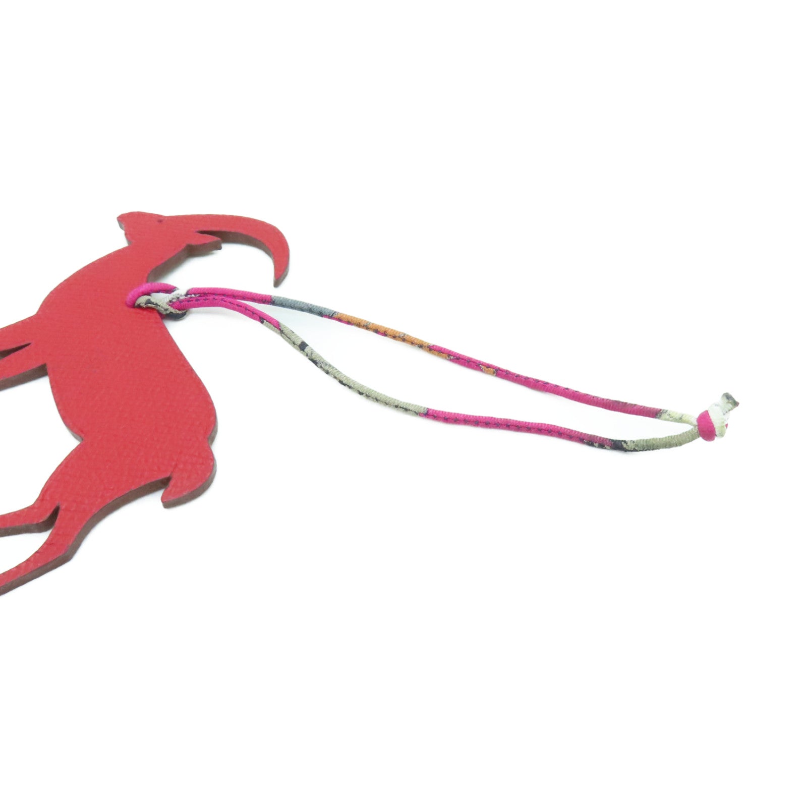 HERMES 牛皮皮革Charm掛飾啡色紅色